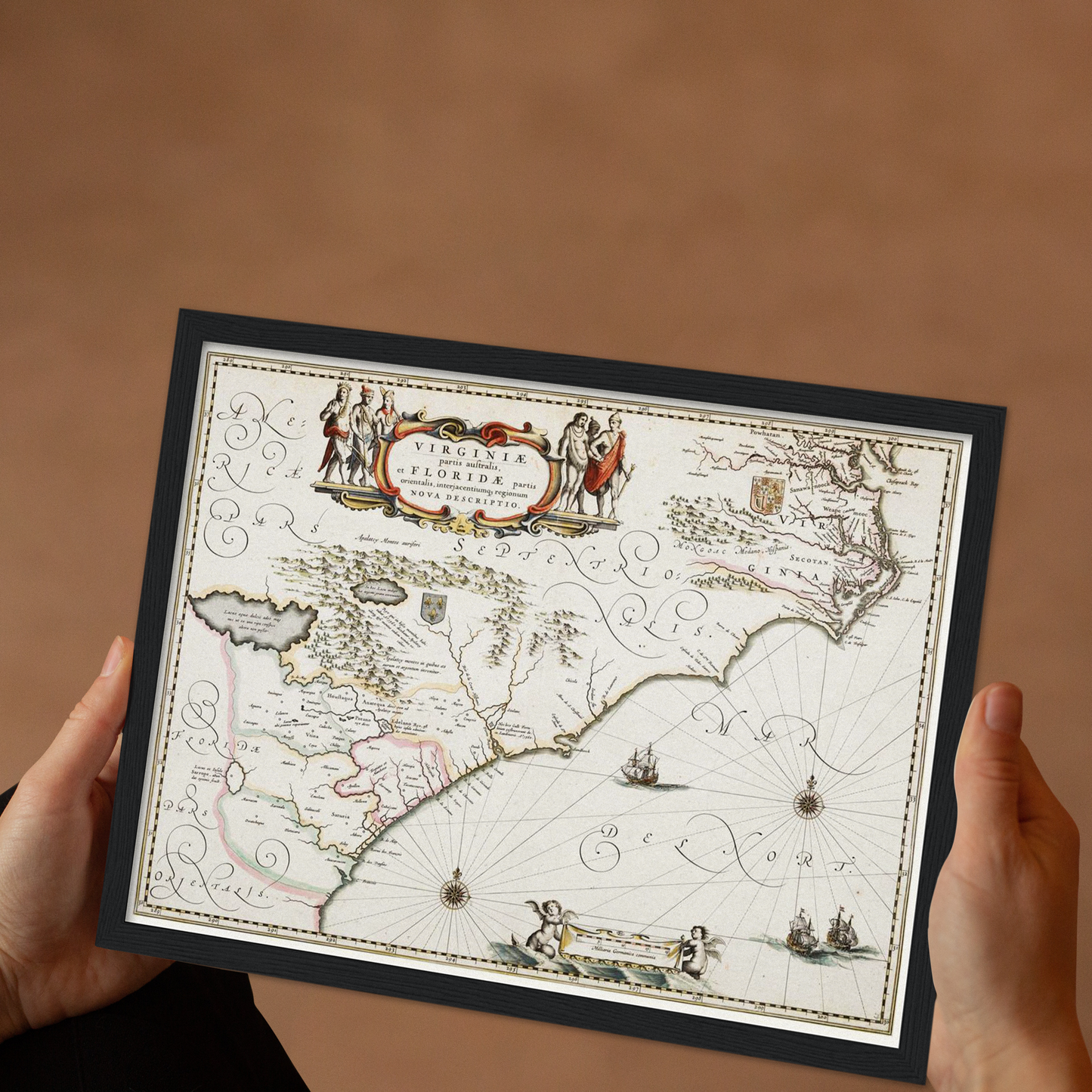 Historische Landkarte Kolonie Virginia um 1670