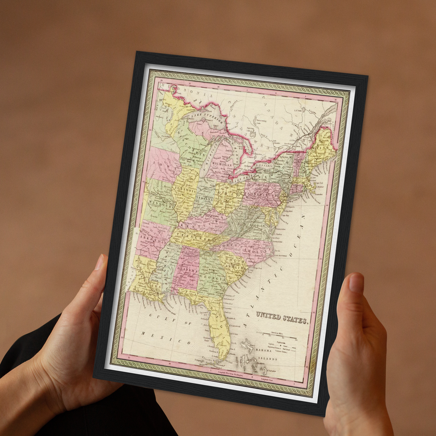 Historische Landkarte USA um 1849