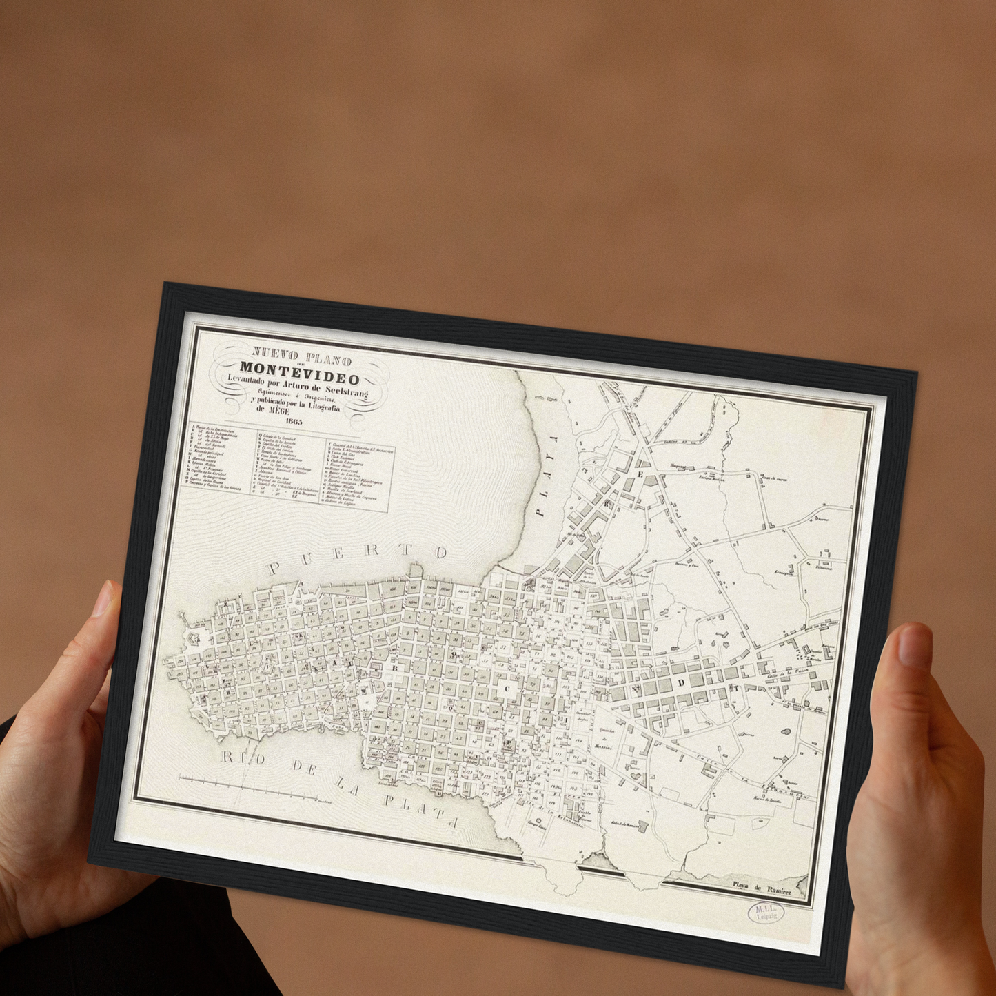 Historischer Stadtplan Montevideo um 1865