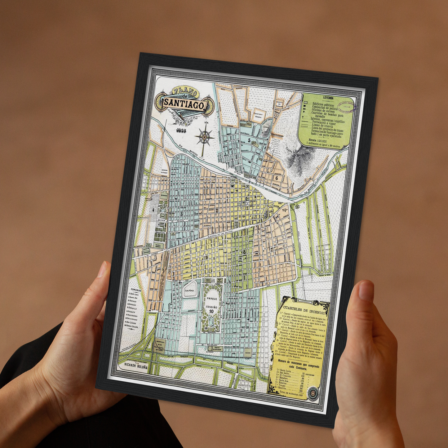Historischer Stadtplan Santiago de Chile um 1895