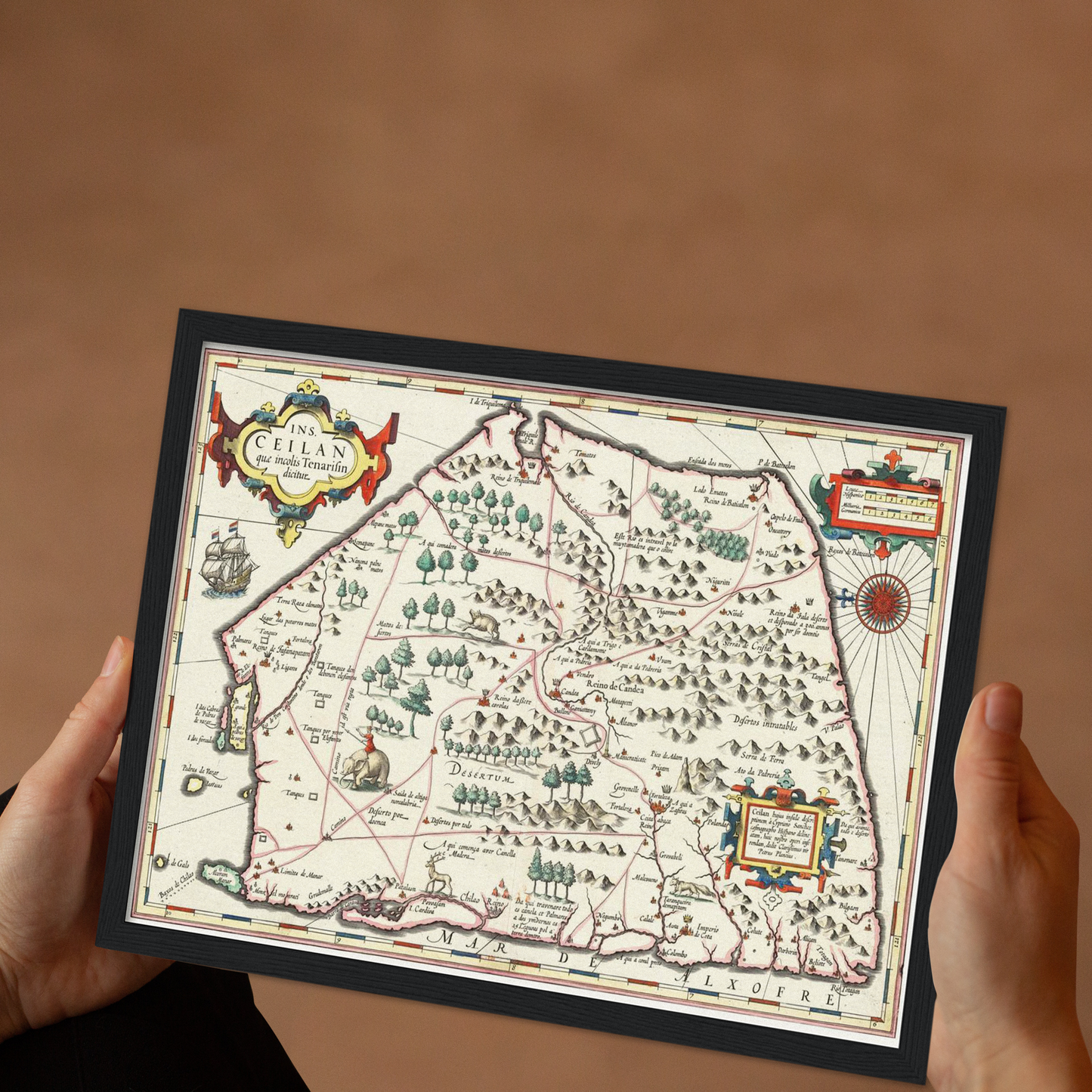 Historische Landkarte Sri Lanka um 1606
