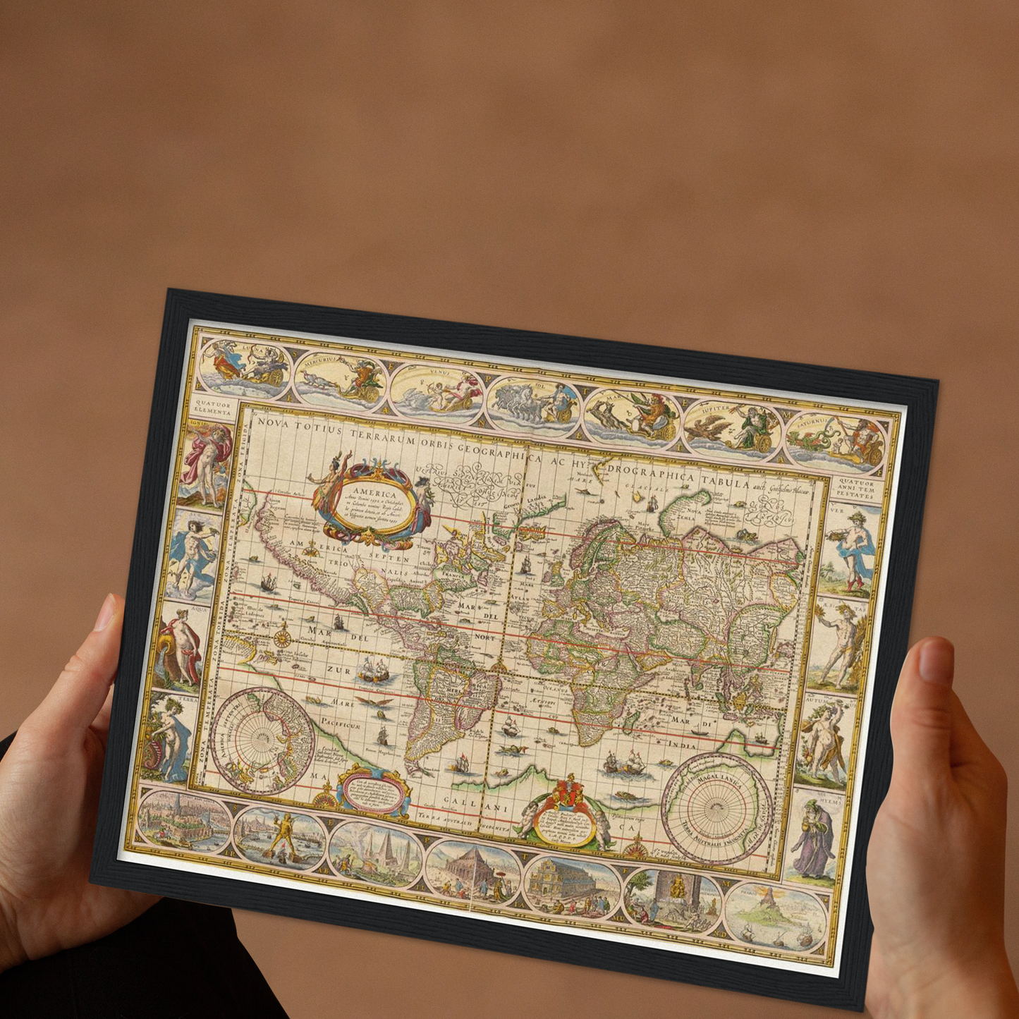 Historische Weltkarte um 1635
