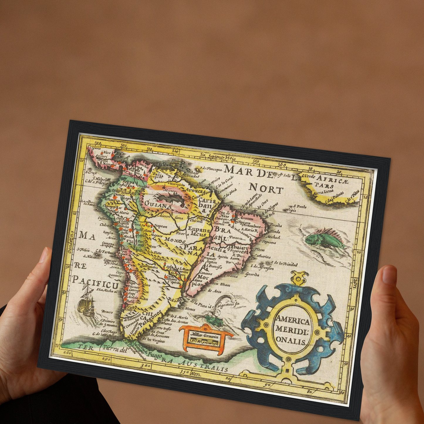 Historische Landkarte Südamerika um 1609