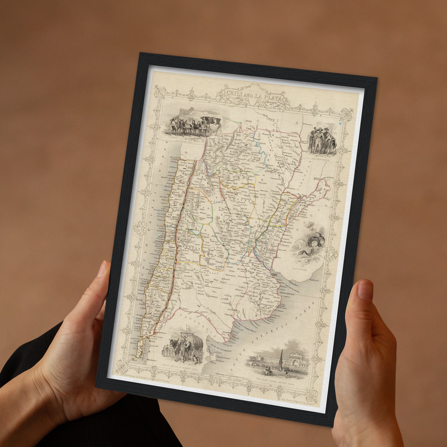 Historische Landkarte Argentinien & Chile um 1850