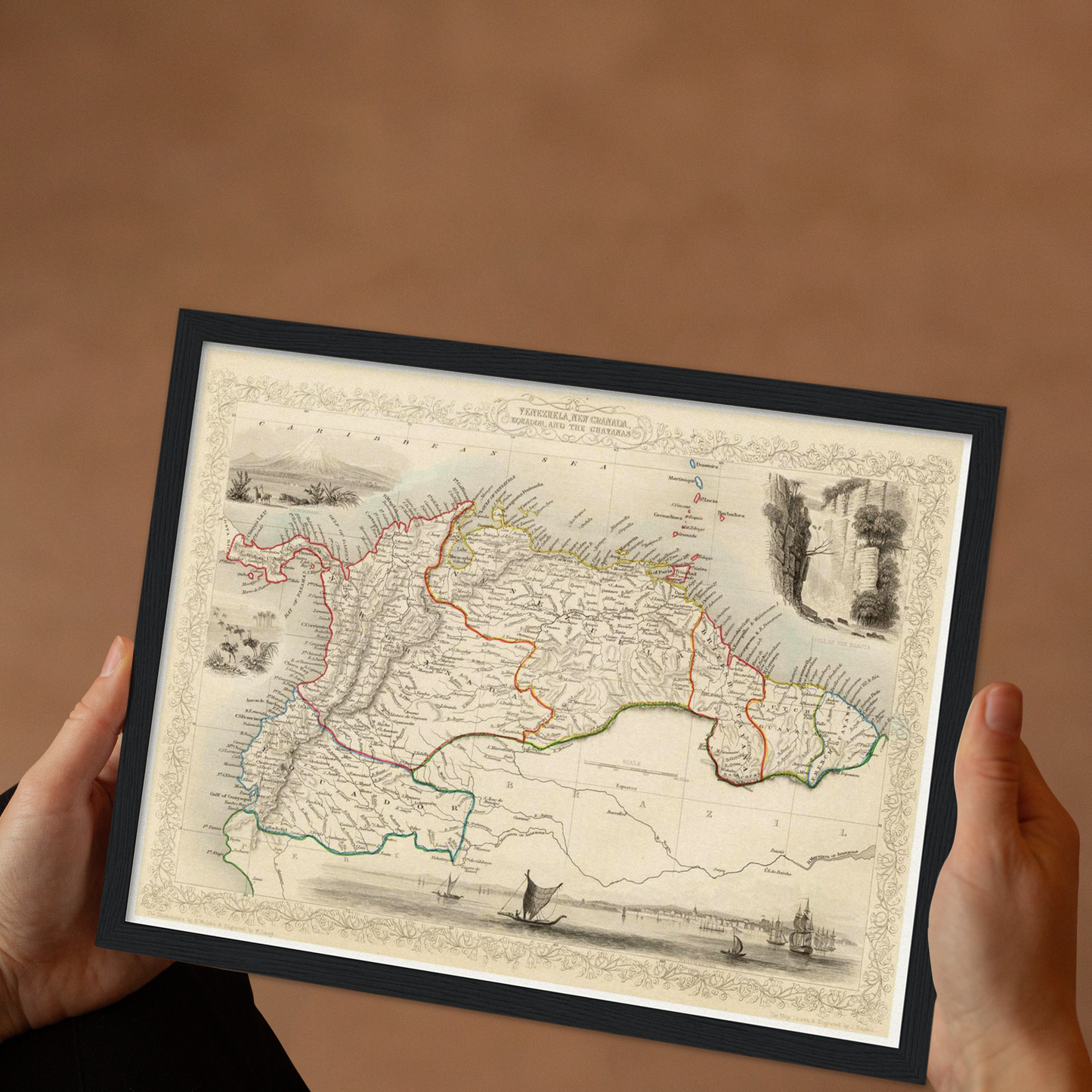 Historische Landkarte Kolumbien & Venezuela um 1850