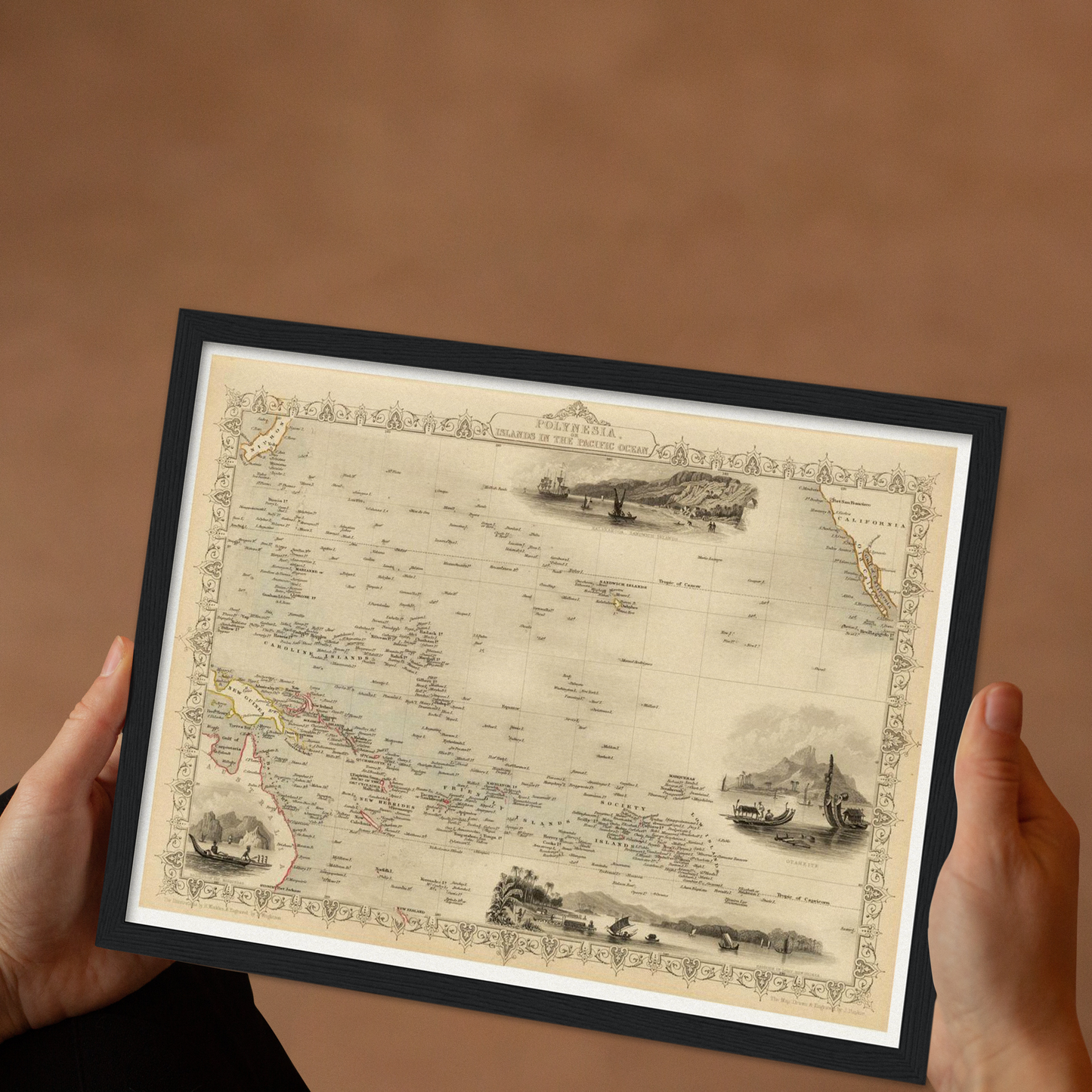 Historische Landkarte Polynesien um 1850