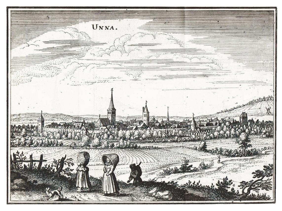 Historische Stadtansicht Unna um 1650