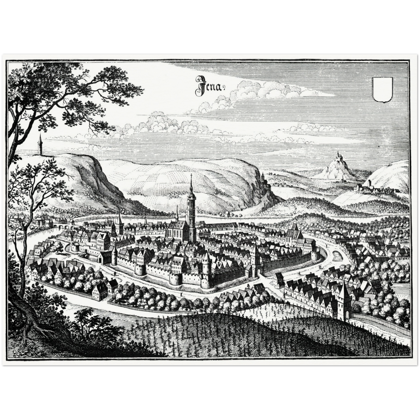 Historische Stadtansicht Jena um 1650