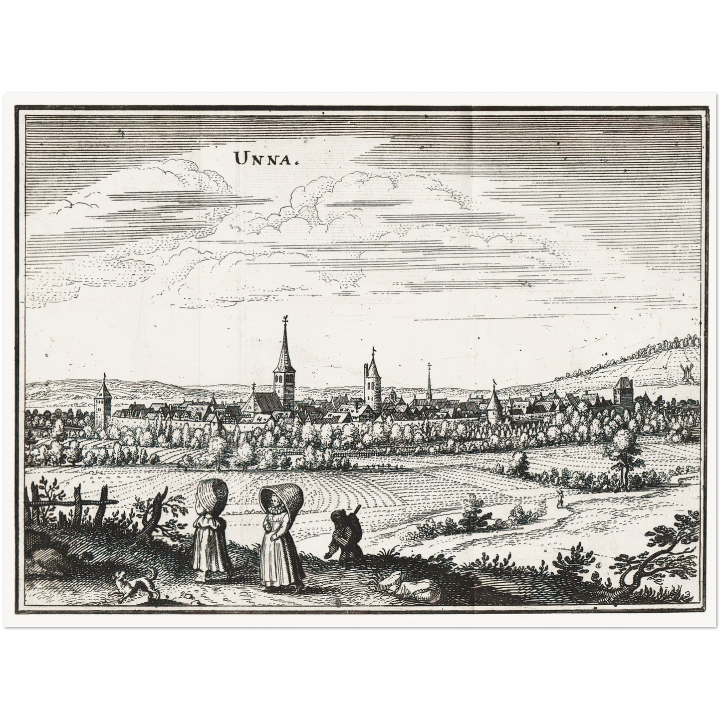Historische Stadtansicht Unna um 1650