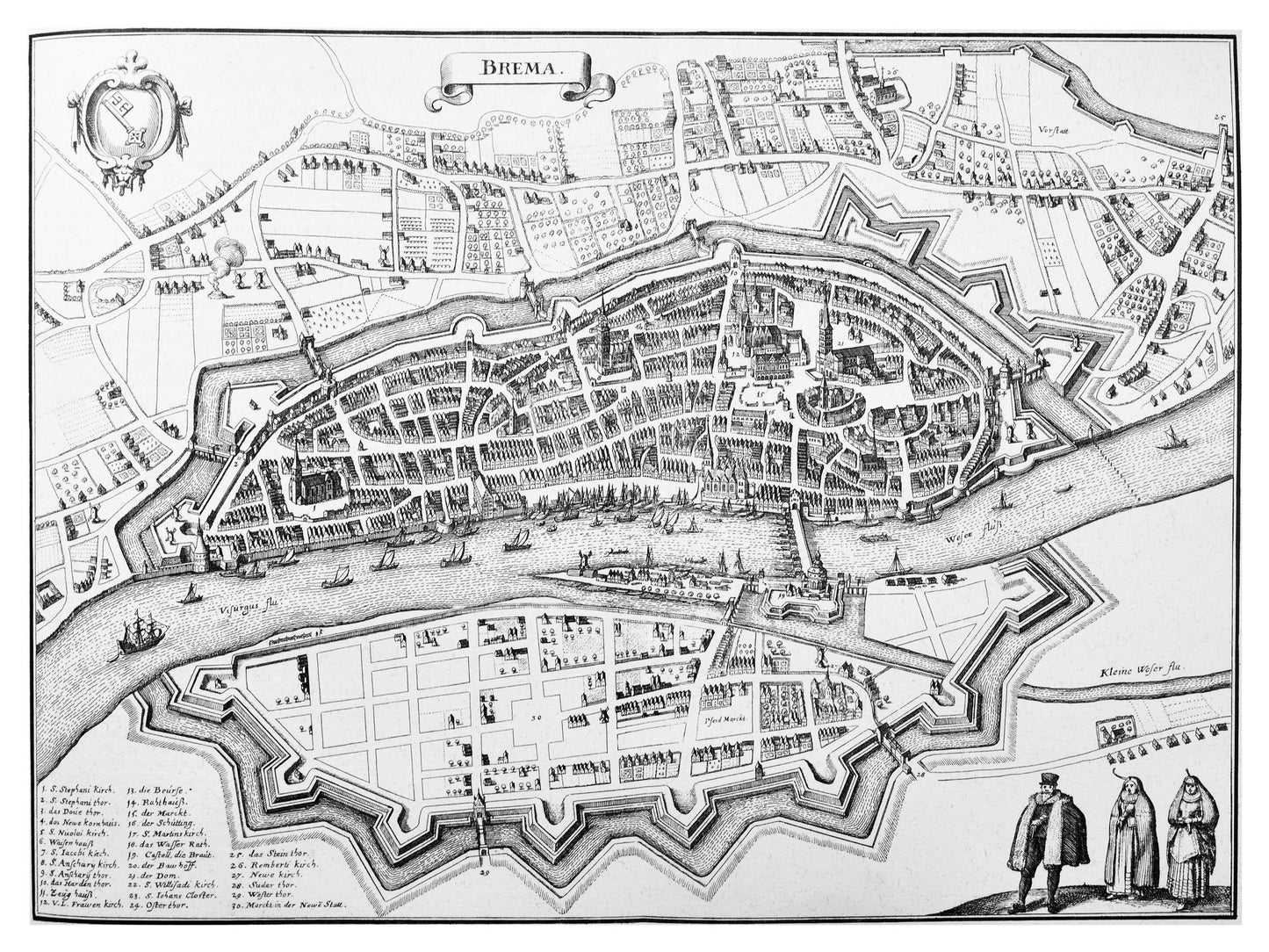 Historischer Stadtplan Bremen um 1650