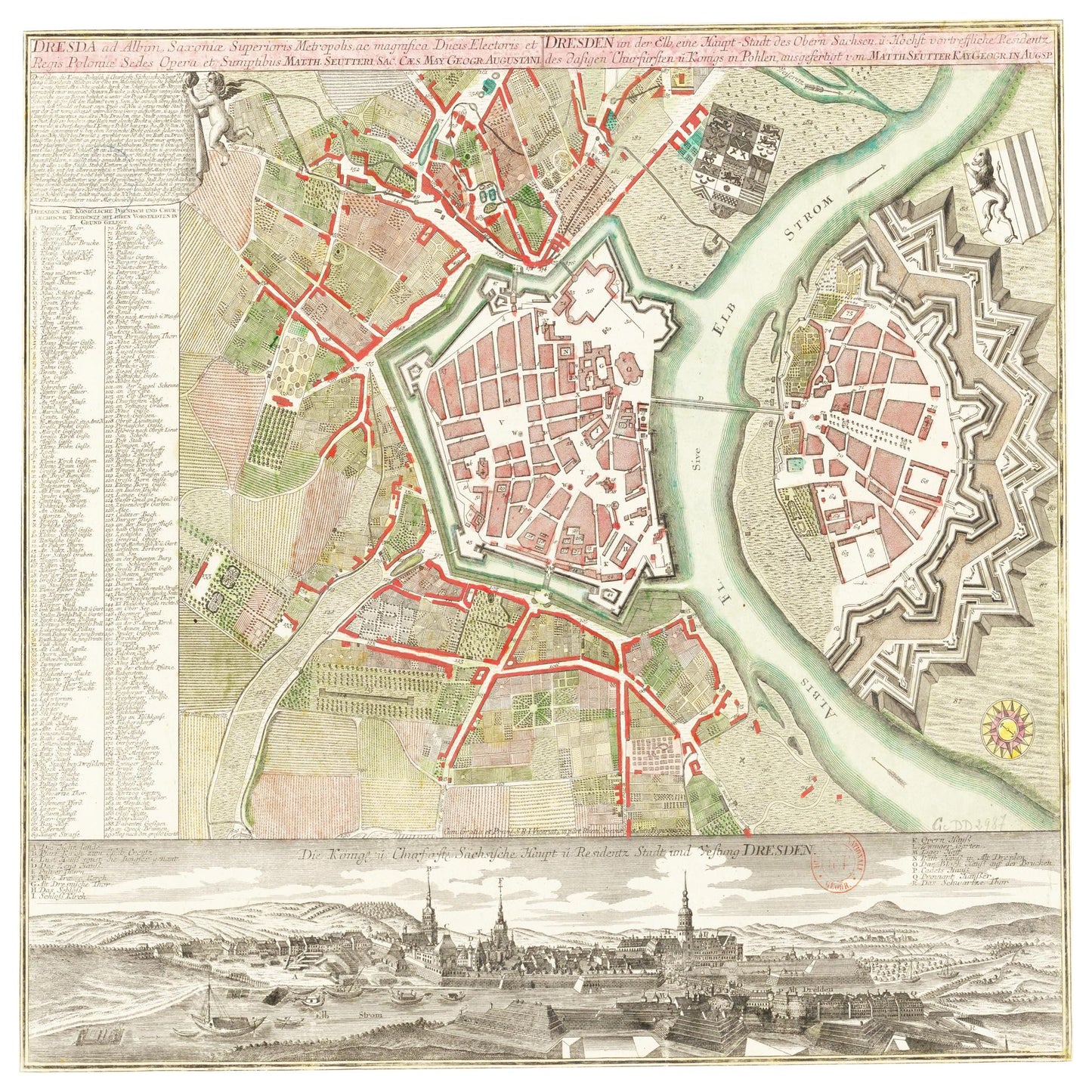 Historischer Stadtplan Dresden um 1750