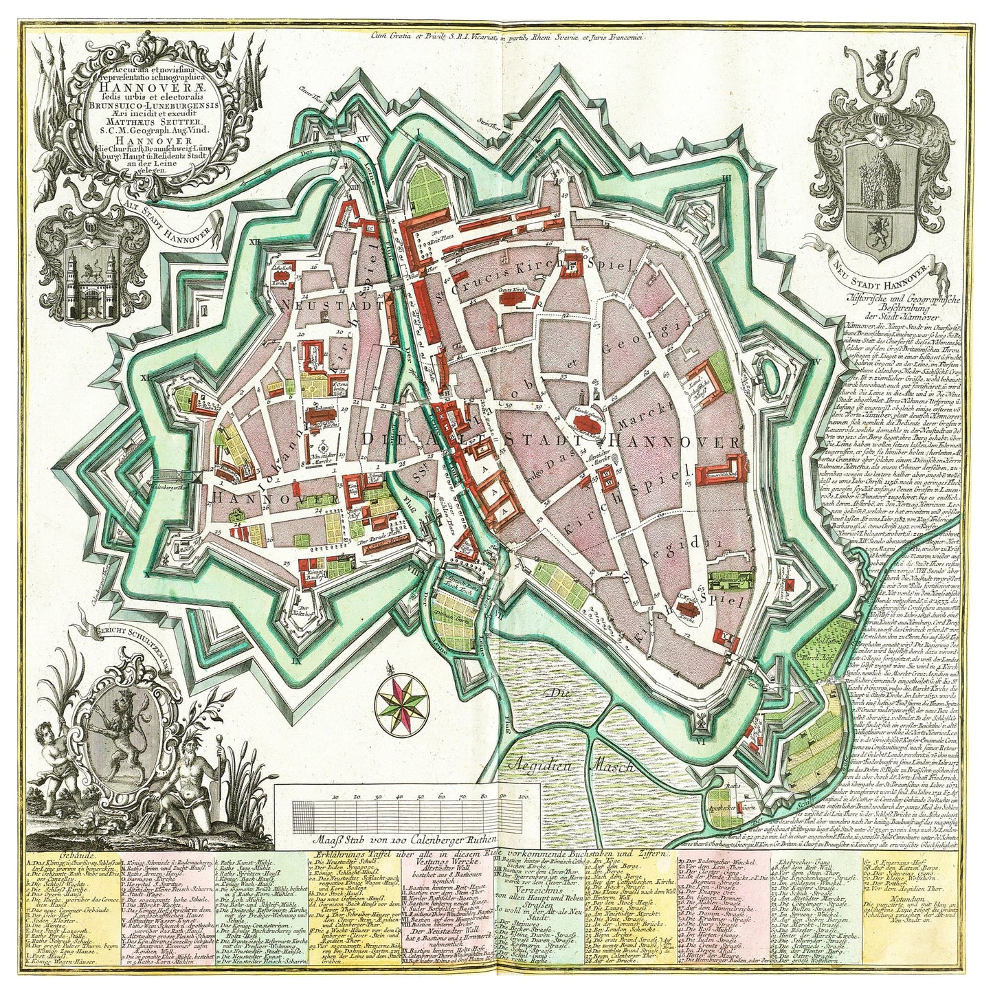 Historischer Stadtplan Hannover um 1735