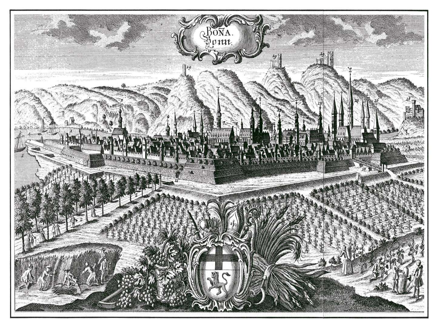 Historische Stadtansicht Bonn um 1700