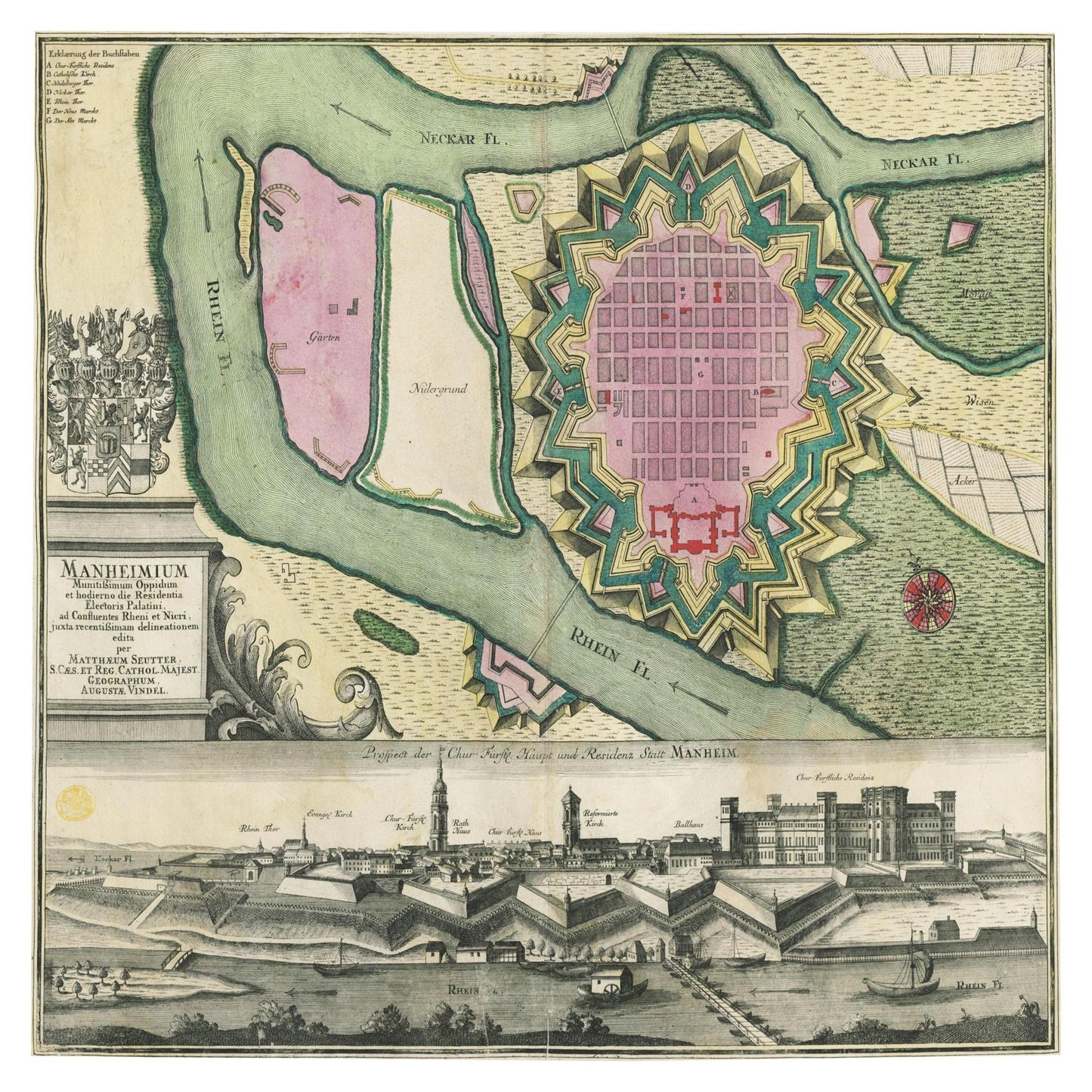 Historischer Stadtplan Mannheim um 1730