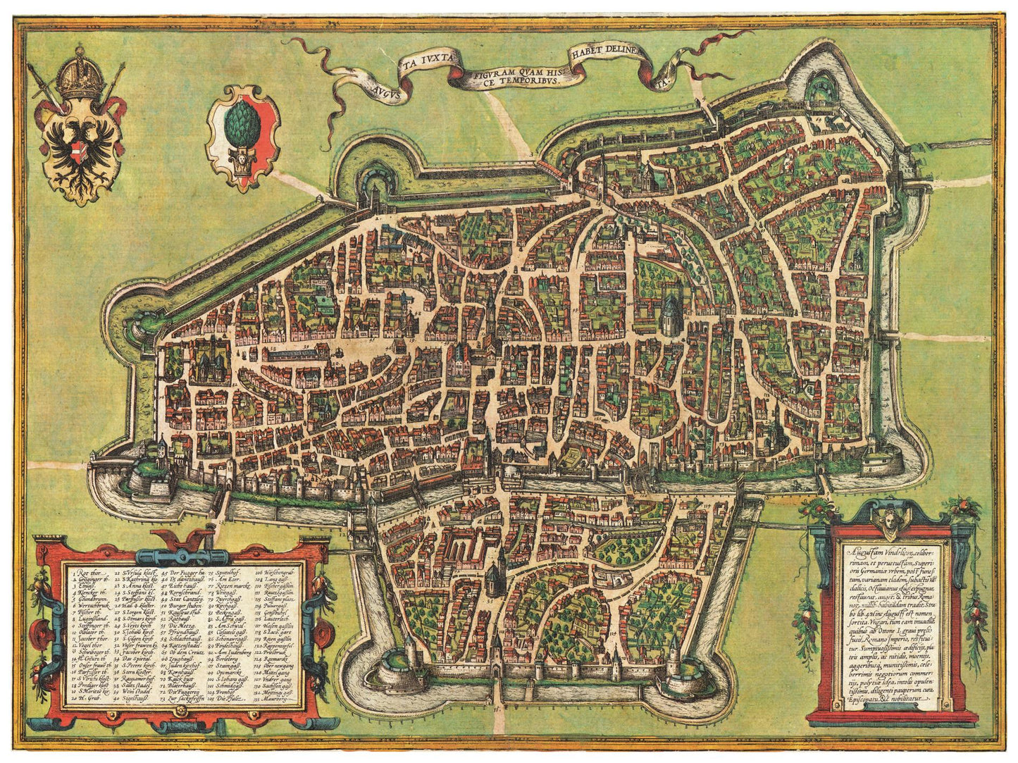 Historischer Stadtplan Augsburg um 1572