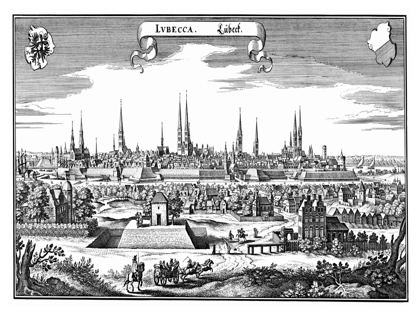 Historische Stadtansicht Lübeck um 1641