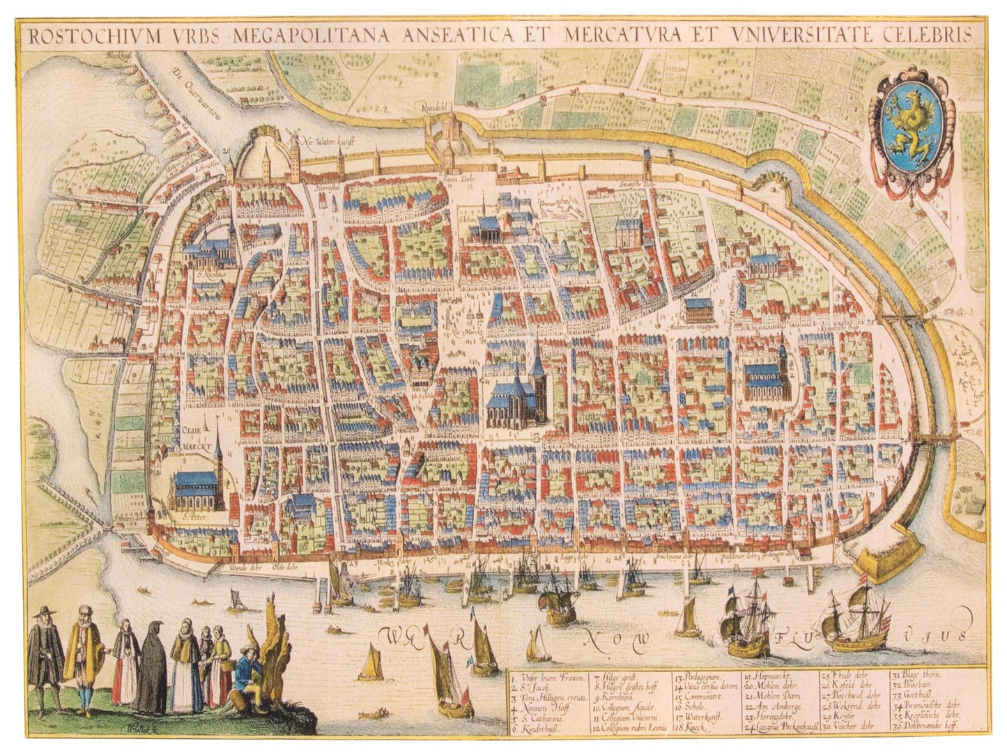 Historischer Stadtplan Rostock um 1625