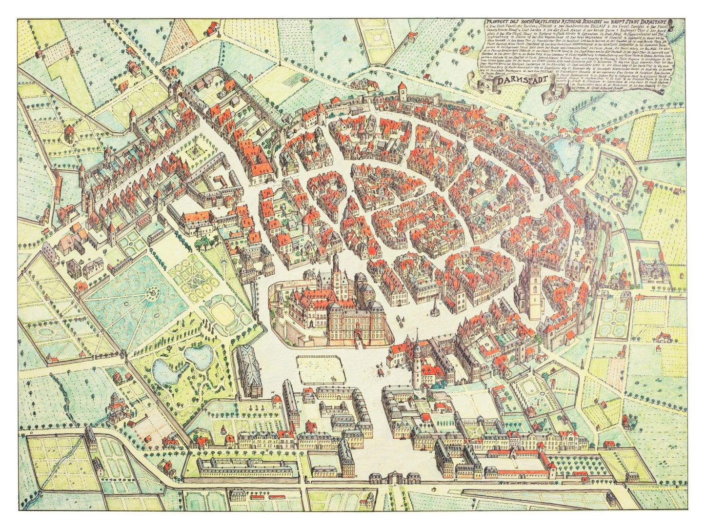 Historische Stadtansicht Darmstadt um 1799