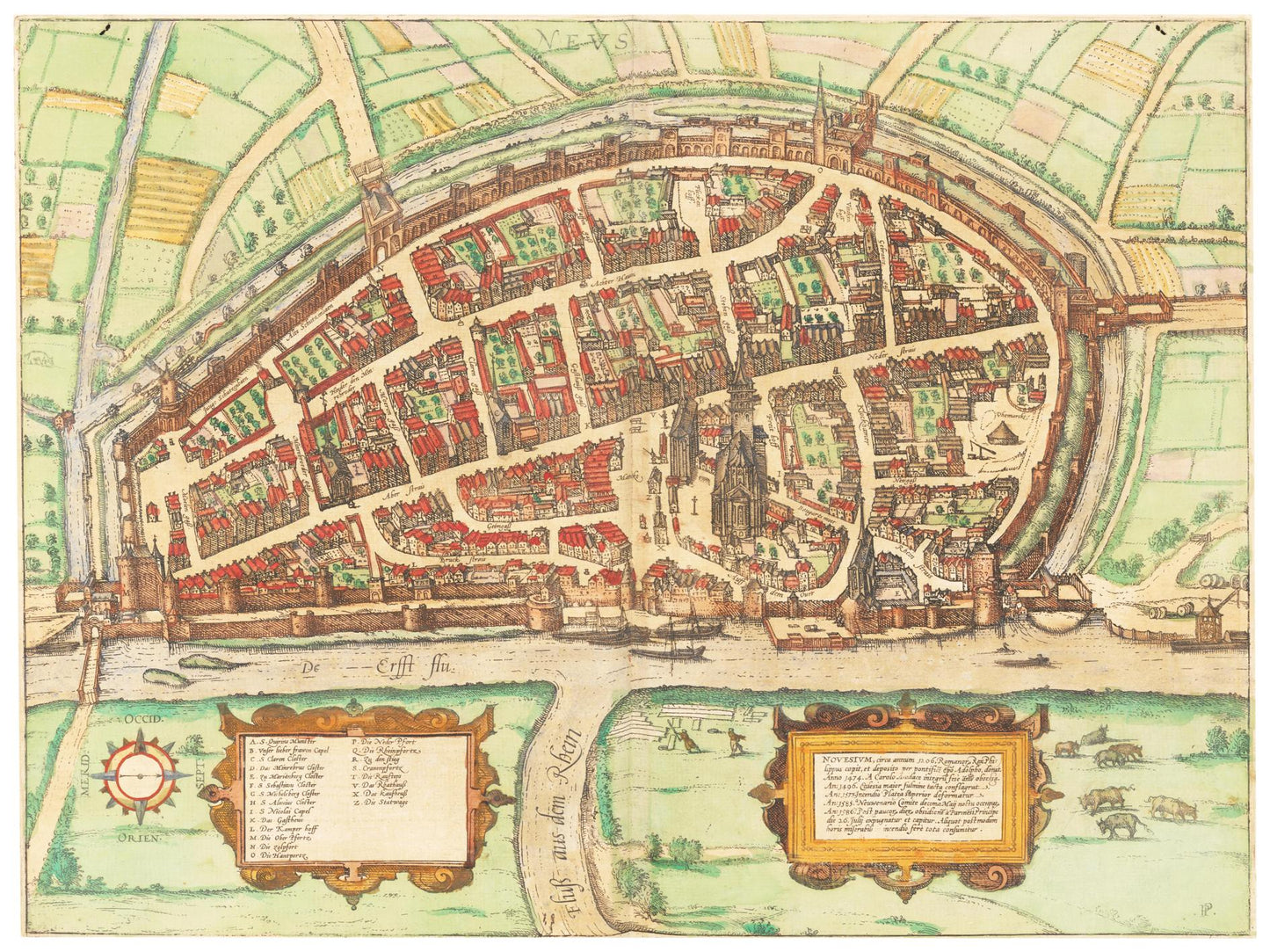 Historischer Stadtplan Neuss um 1592