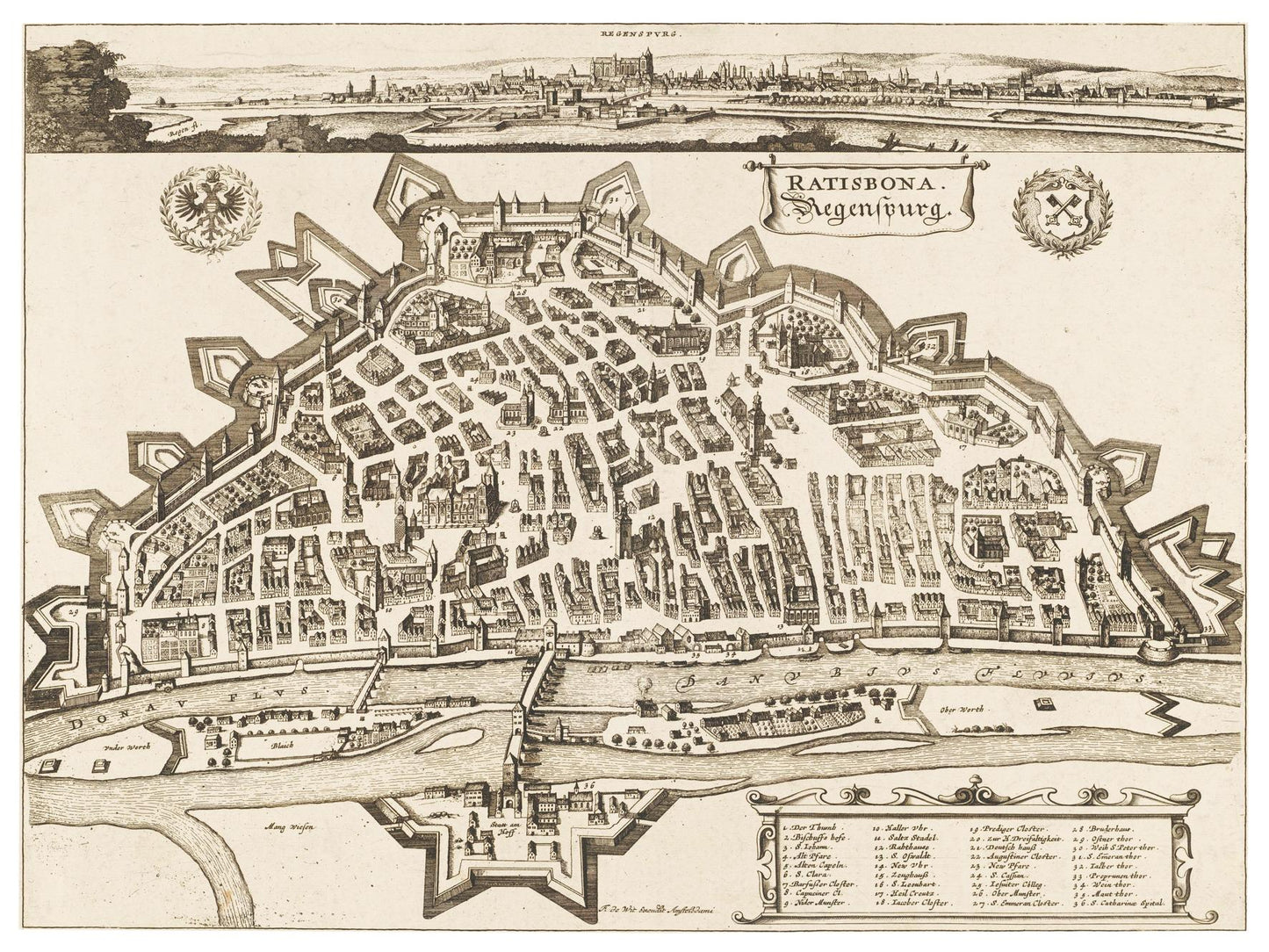 Historische Stadtansicht Regensburg um 1700