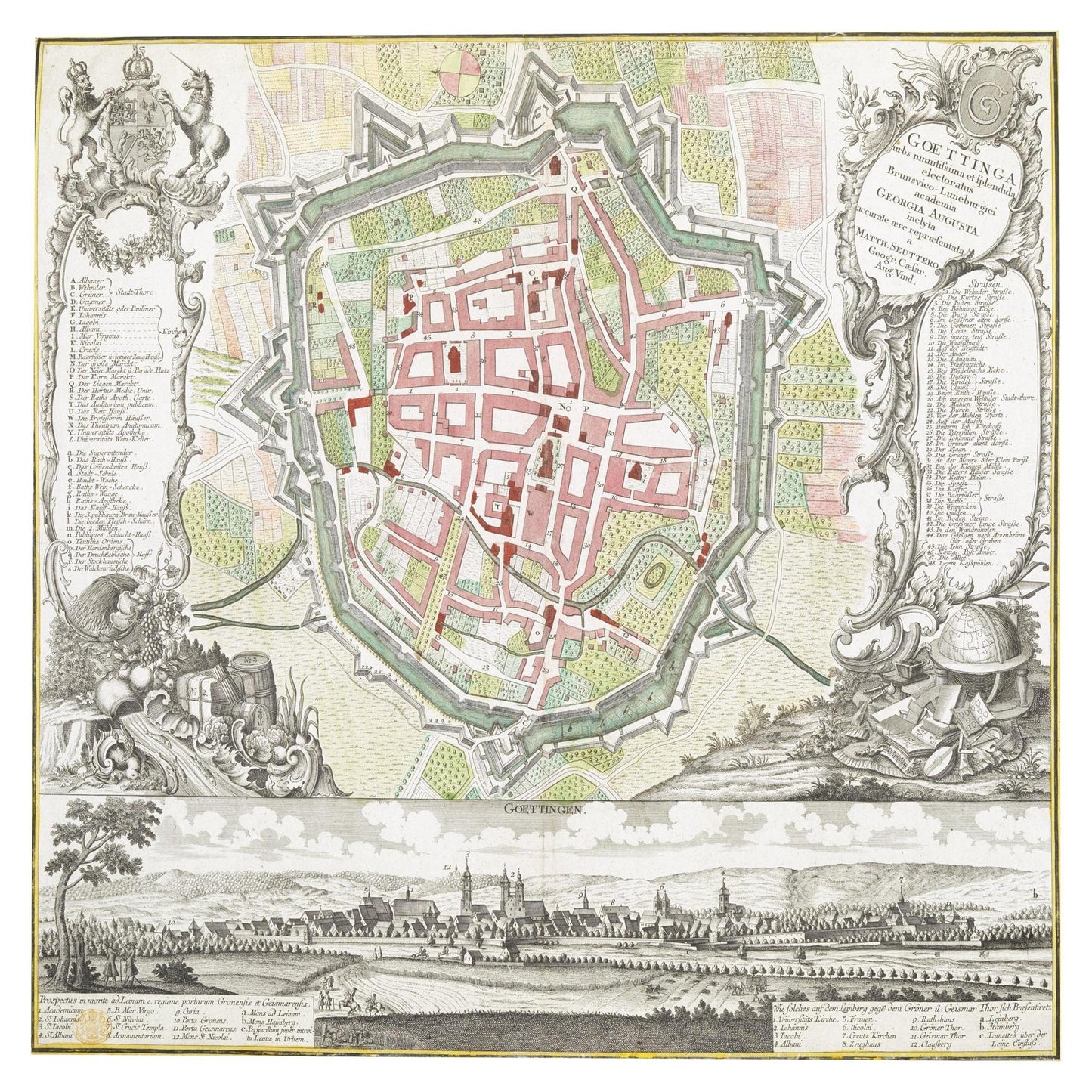 Historischer Stadtplan Göttingen um 1737