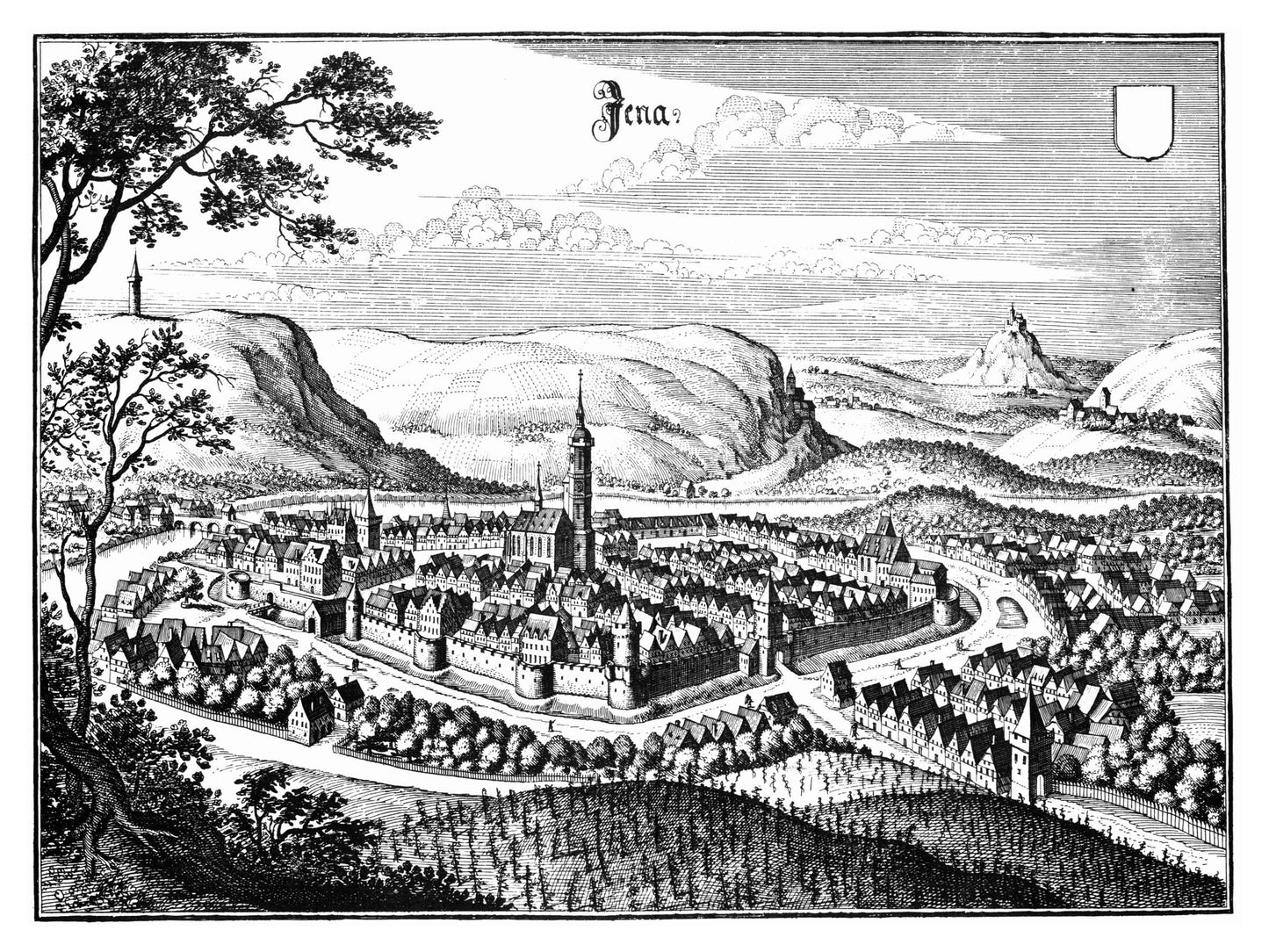 Historische Stadtansicht Jena um 1650