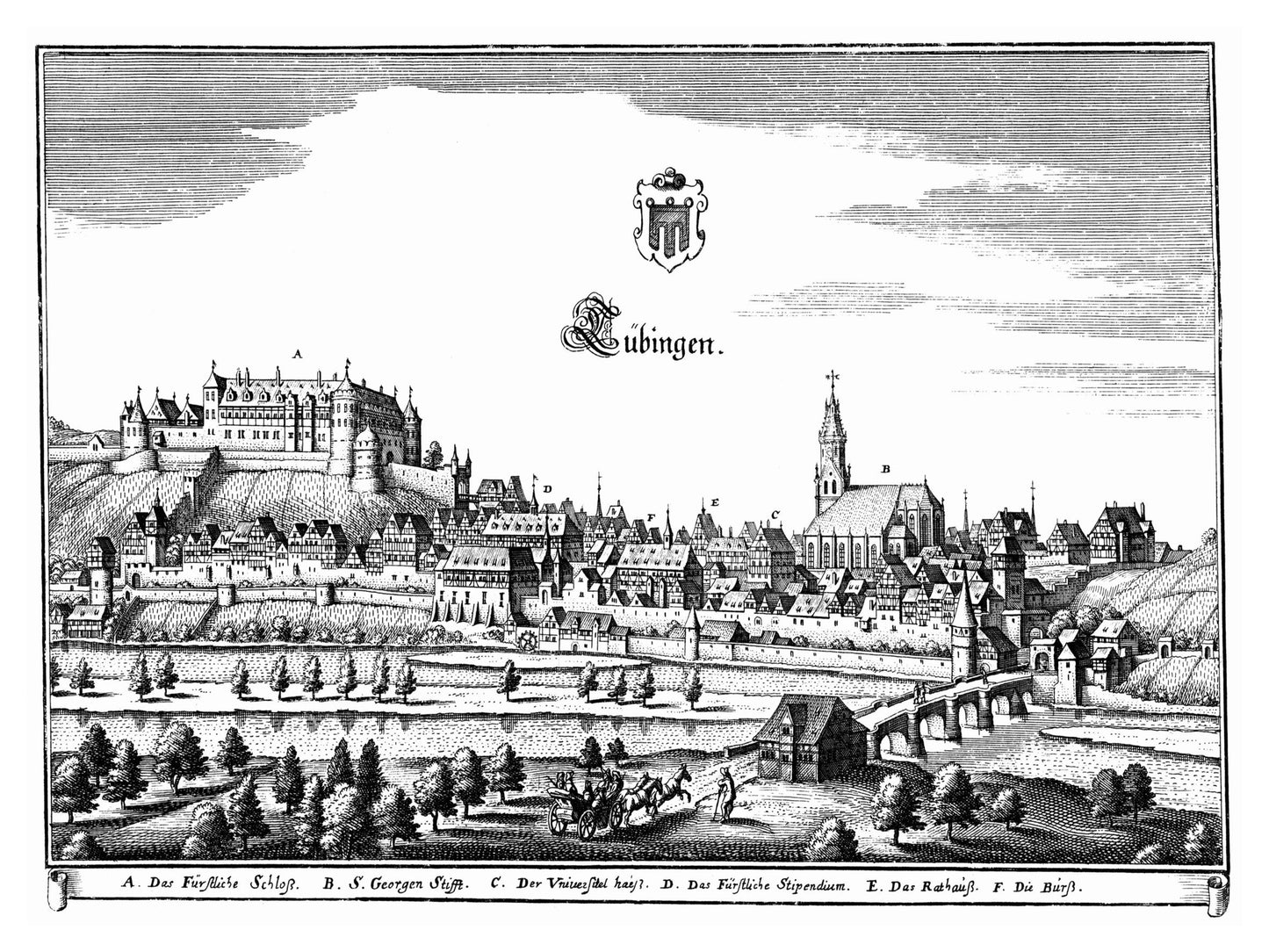 Historische Stadtansicht Tübingen um 1643