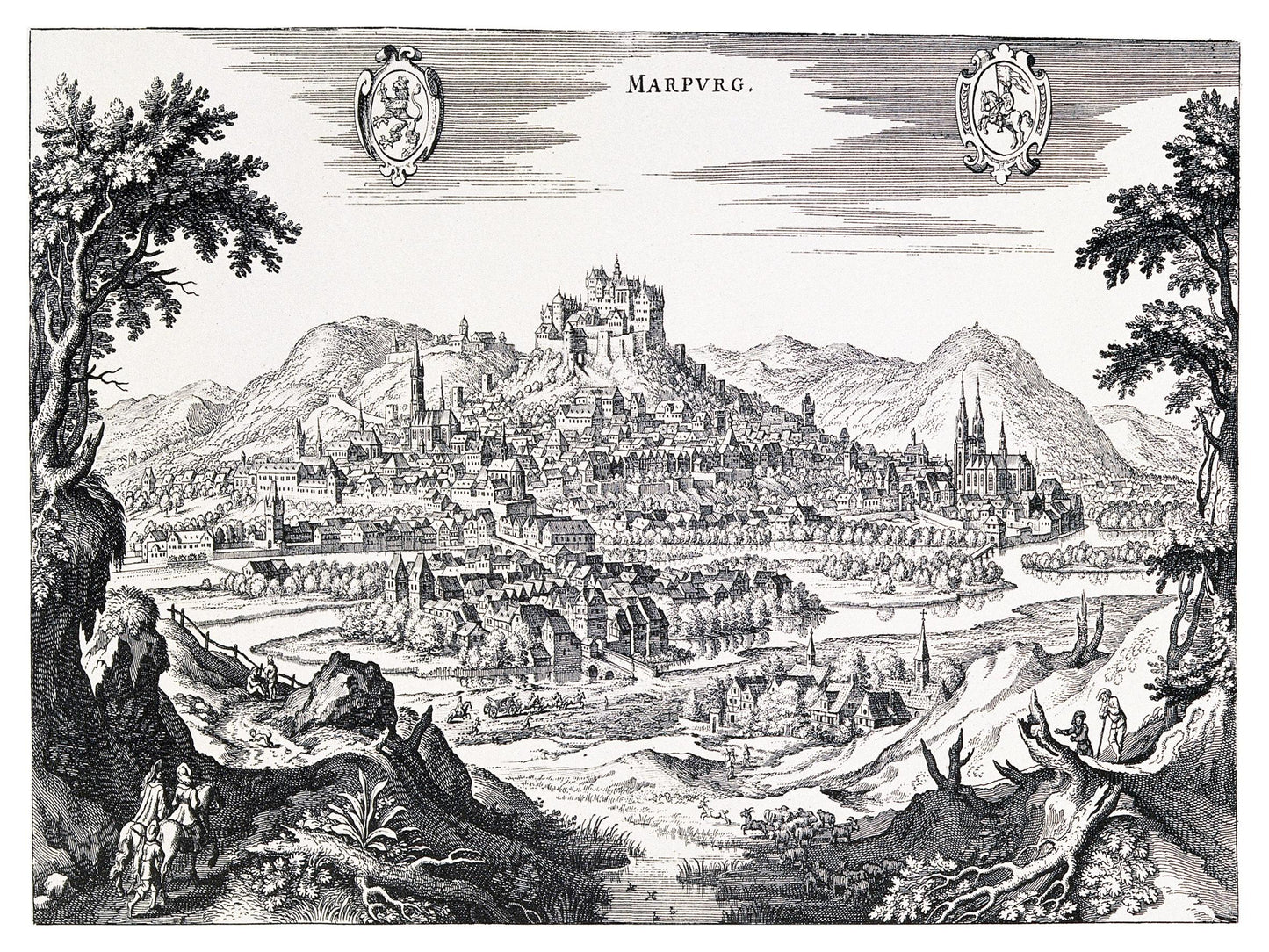 Historische Stadtansicht Marburg um 1646