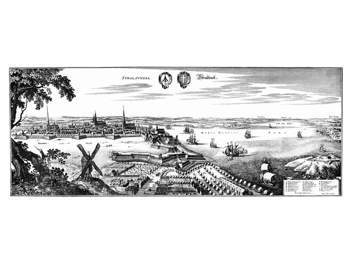 Historische Stadtansicht Stralsund um 1652