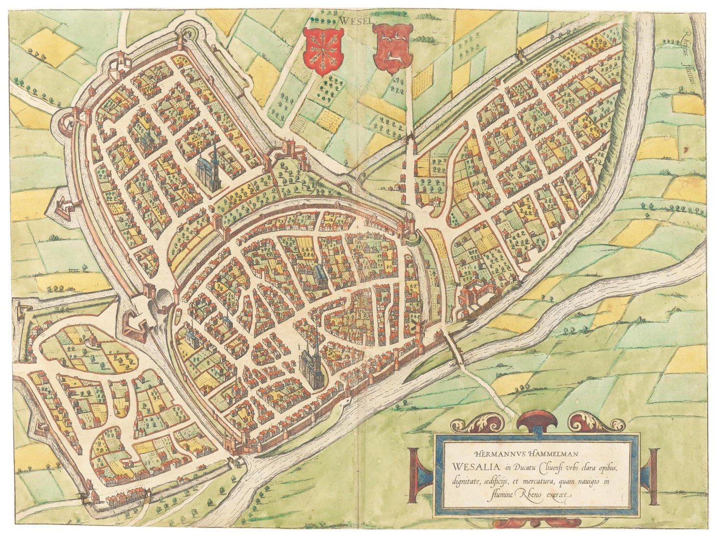 Historischer Stadtplan Wesel um 1592