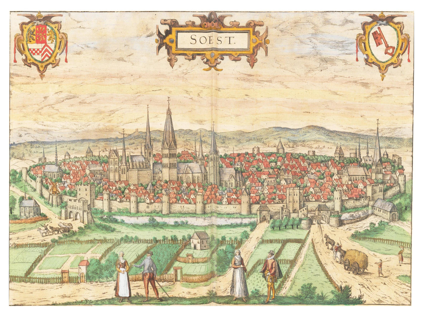 Historische Stadtansicht Soest um 1592