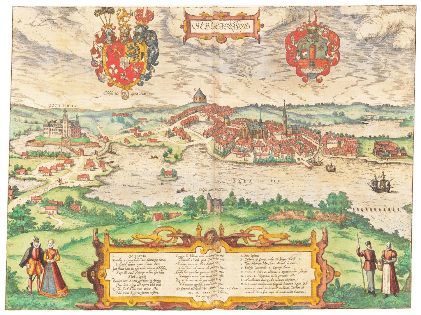 Historische Stadtansicht Schleswig um 1592