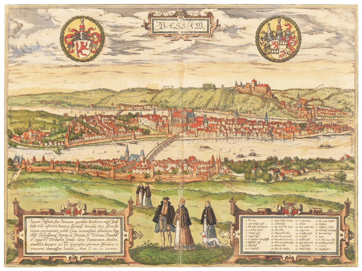Historische Stadtansicht Passau um 1582