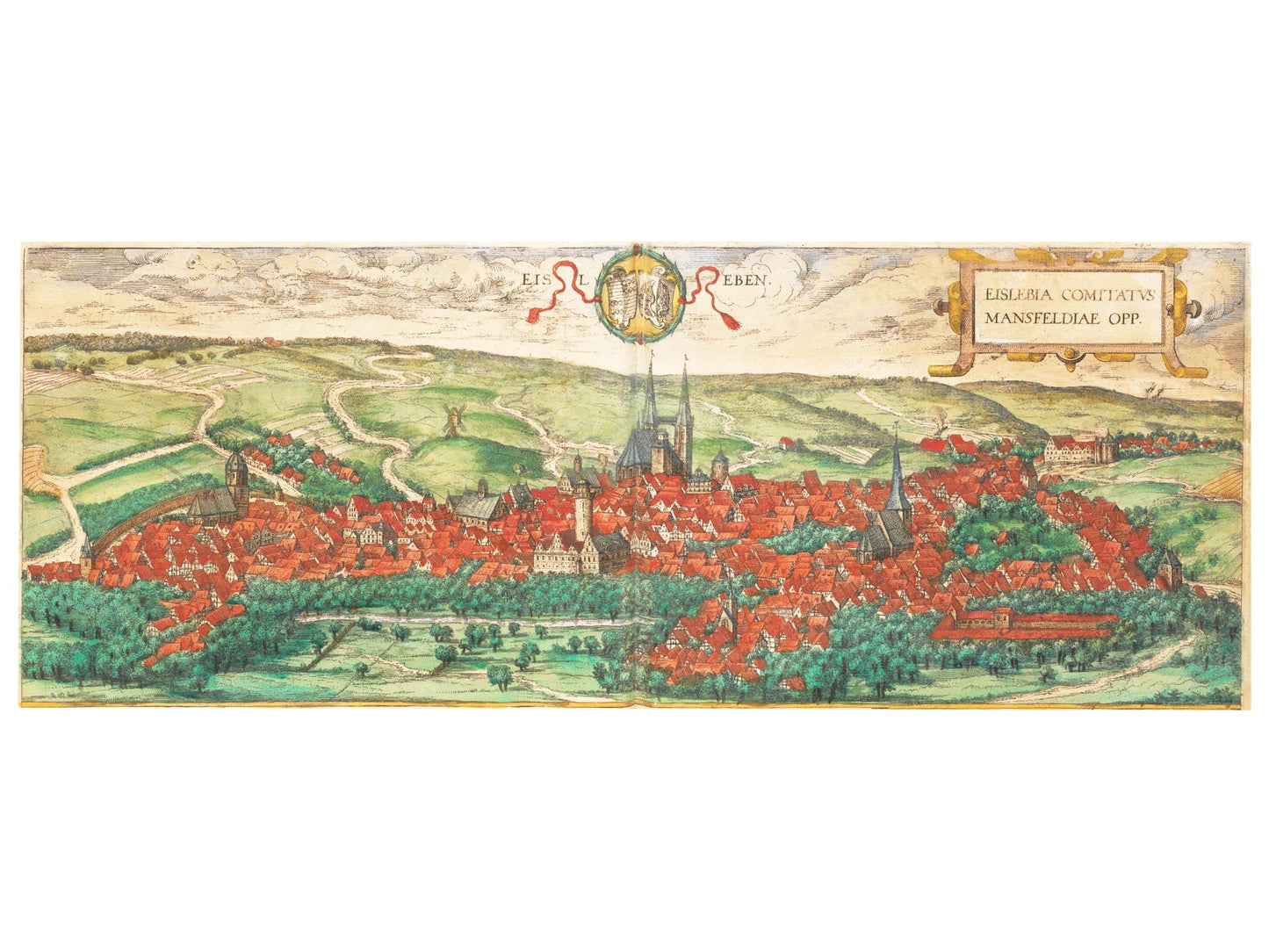 Historische Stadtansicht Eisleben um 1592