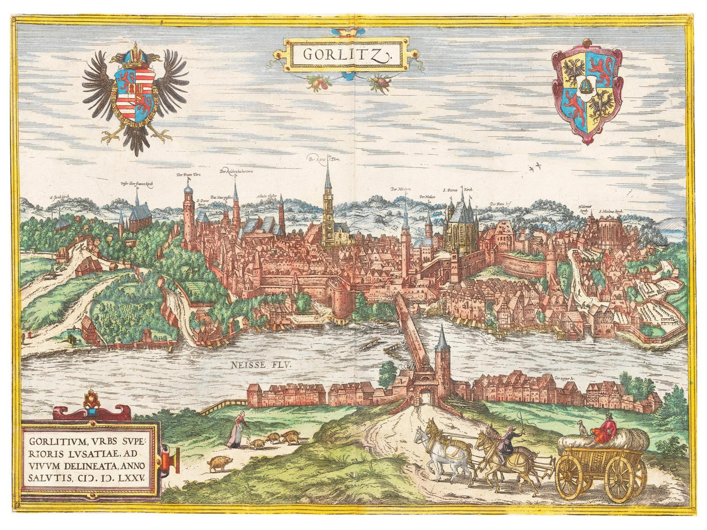 Historische Stadtansicht Görlitz um 1592