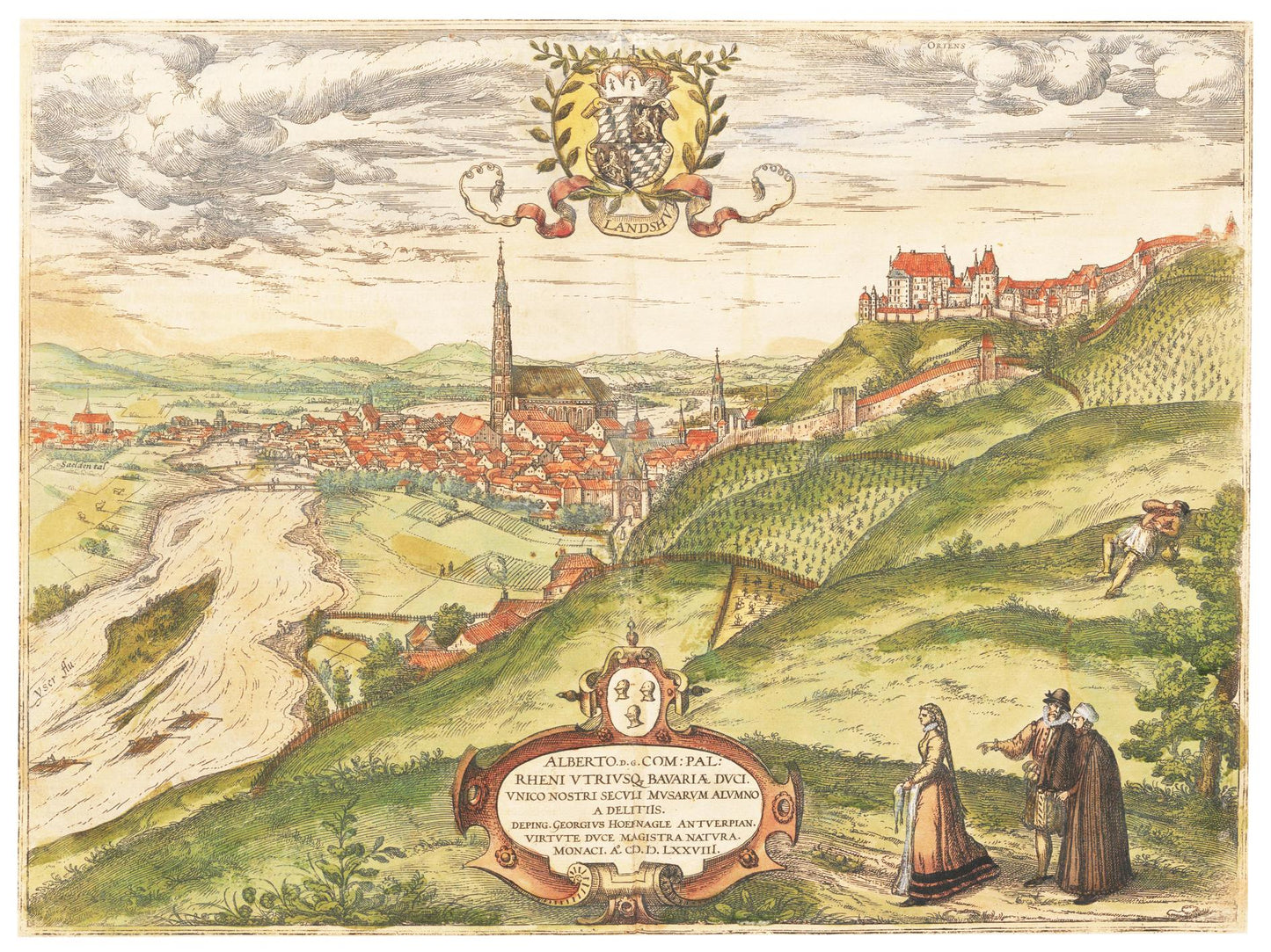 Historische Stadtansicht Landshut um 1582