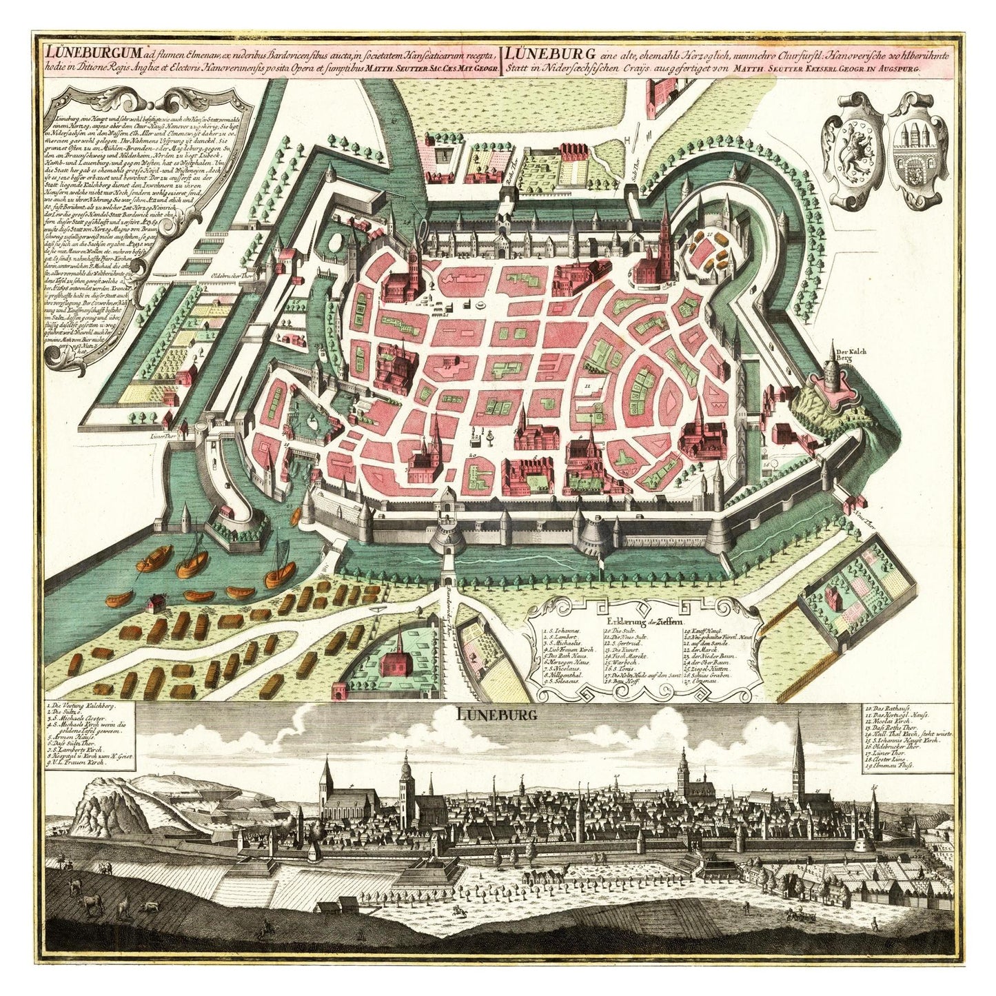 Historische Stadtansicht Lüneburg um 1740