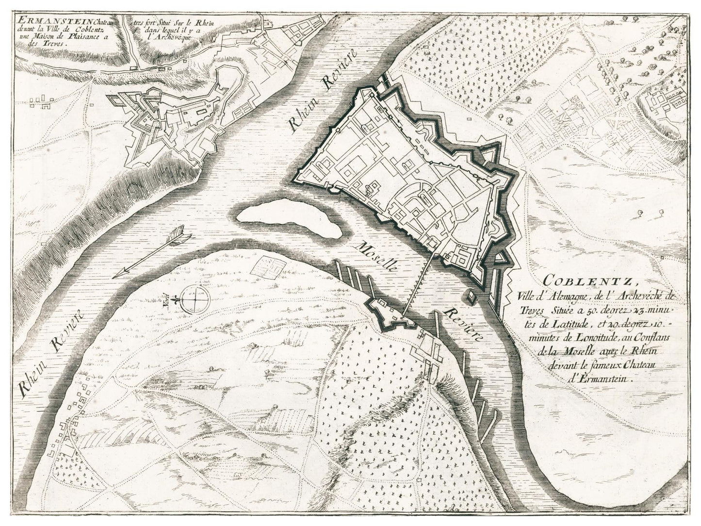 Historischer Stadtplan Koblenz um 1696