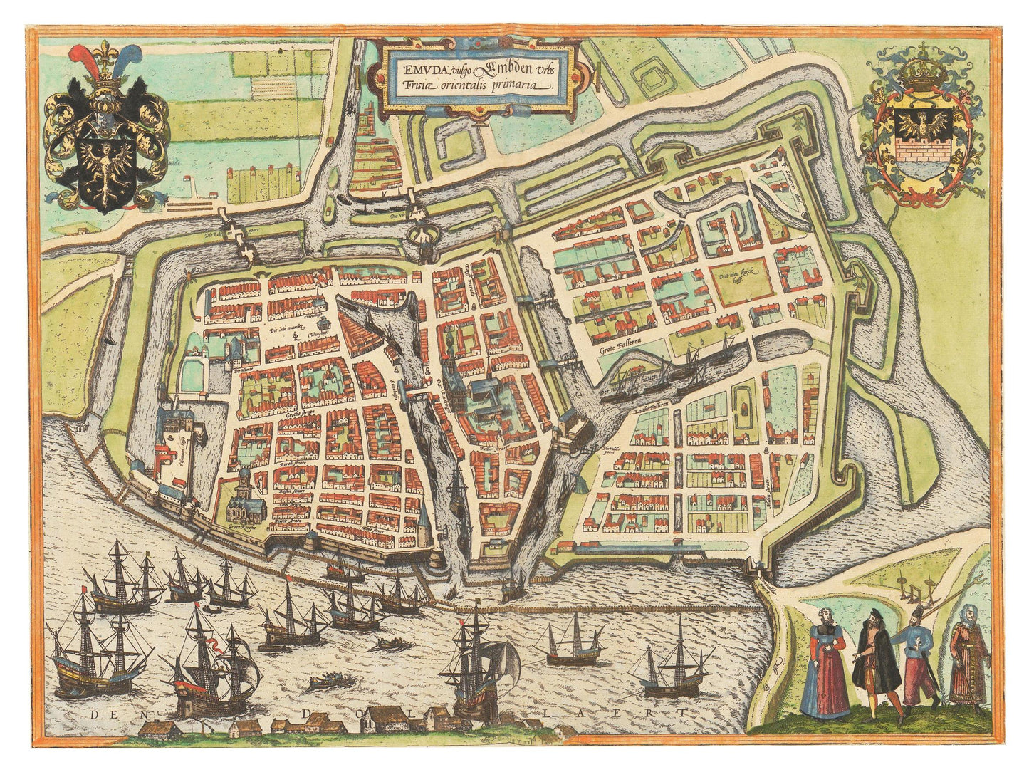 Historische Stadtansicht Emden um 1609