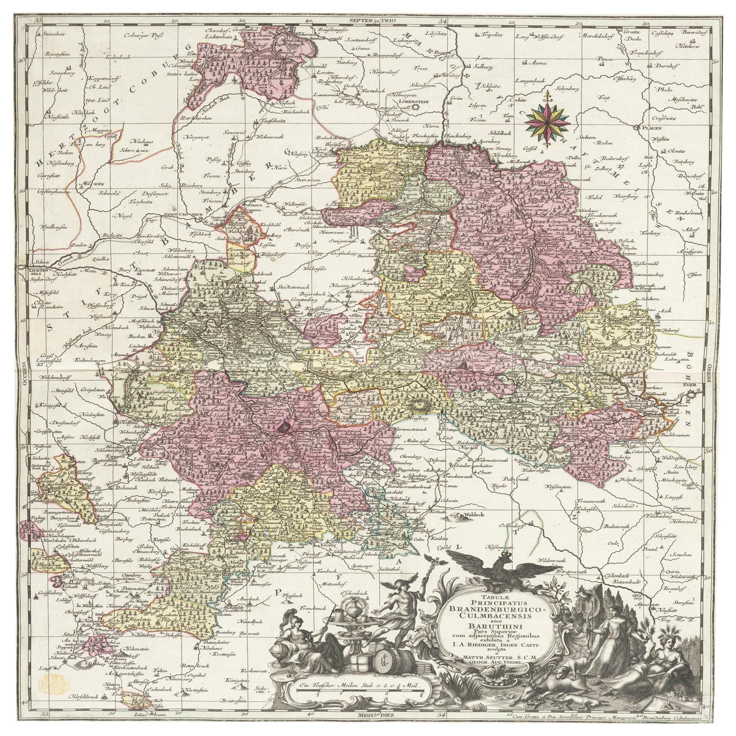 Historische Landkarte Bayreuth um 1750