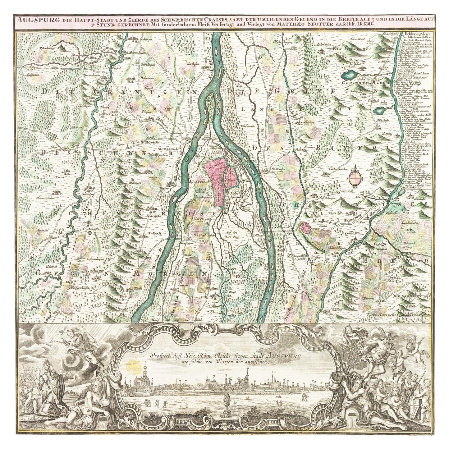 Historische Landkarte Augsburg um 1750