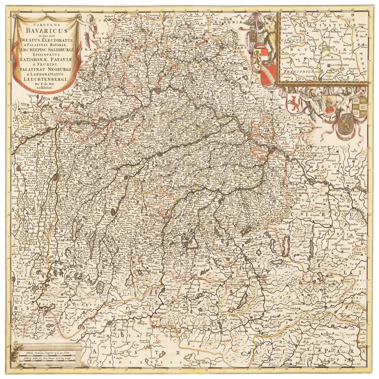 Historische Landkarte Bayern um 1698