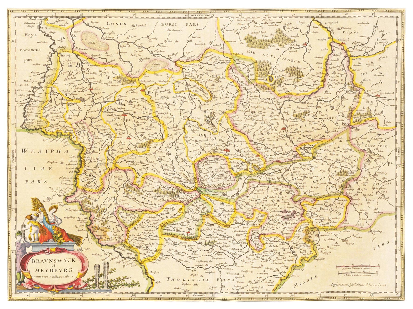 Historische Landkarte Braunschweig um 1635