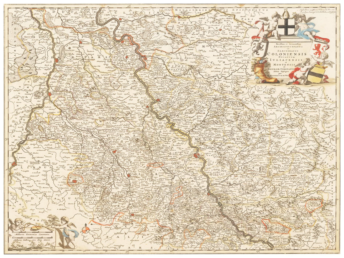 Historische Landkarte Rheinland um 1698