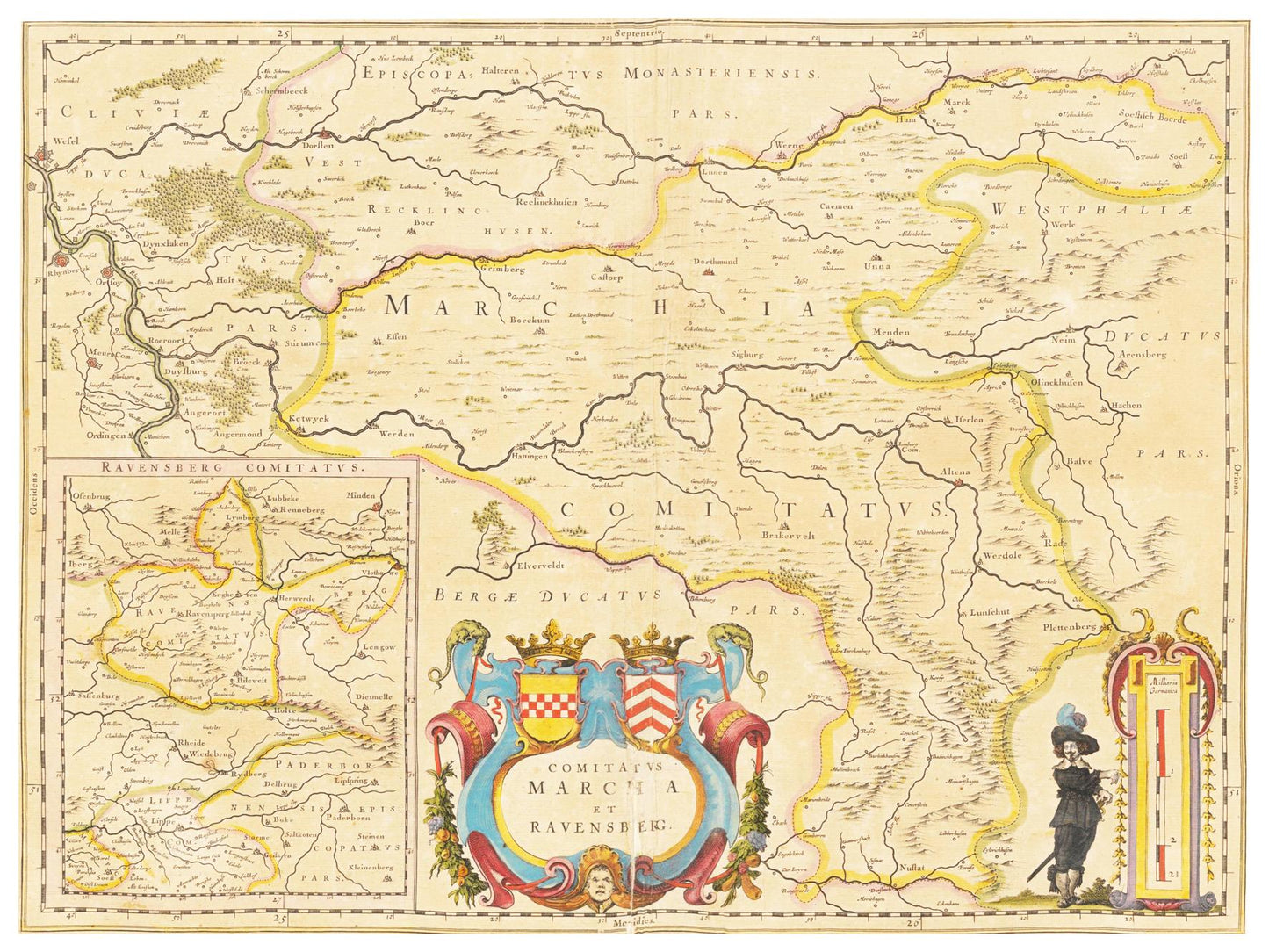 Historische Landkarte Ruhrgebiet um 1635
