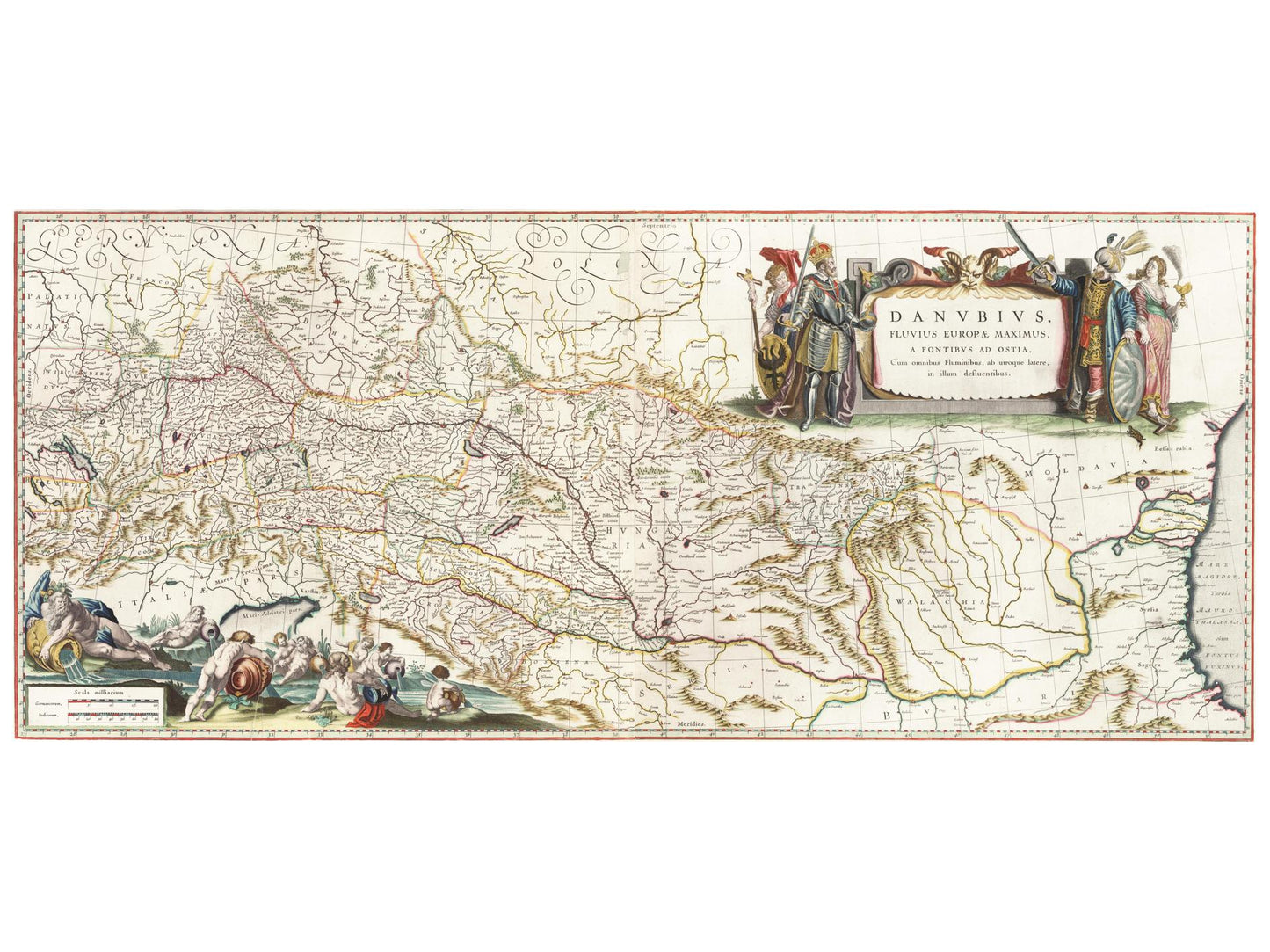 Historische Landkarte Lauf der Donau um 1635