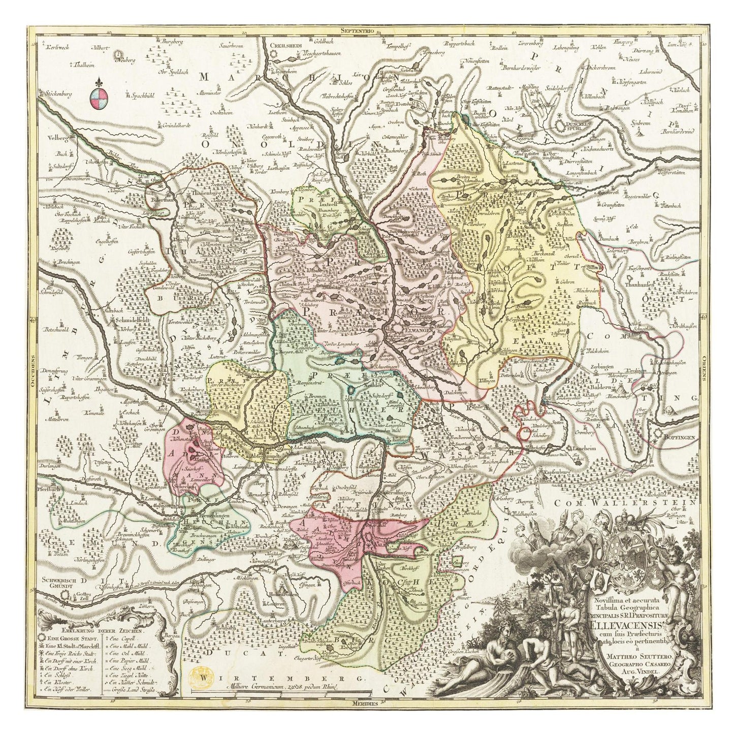 Historische Landkarte Ellwangen um 1750