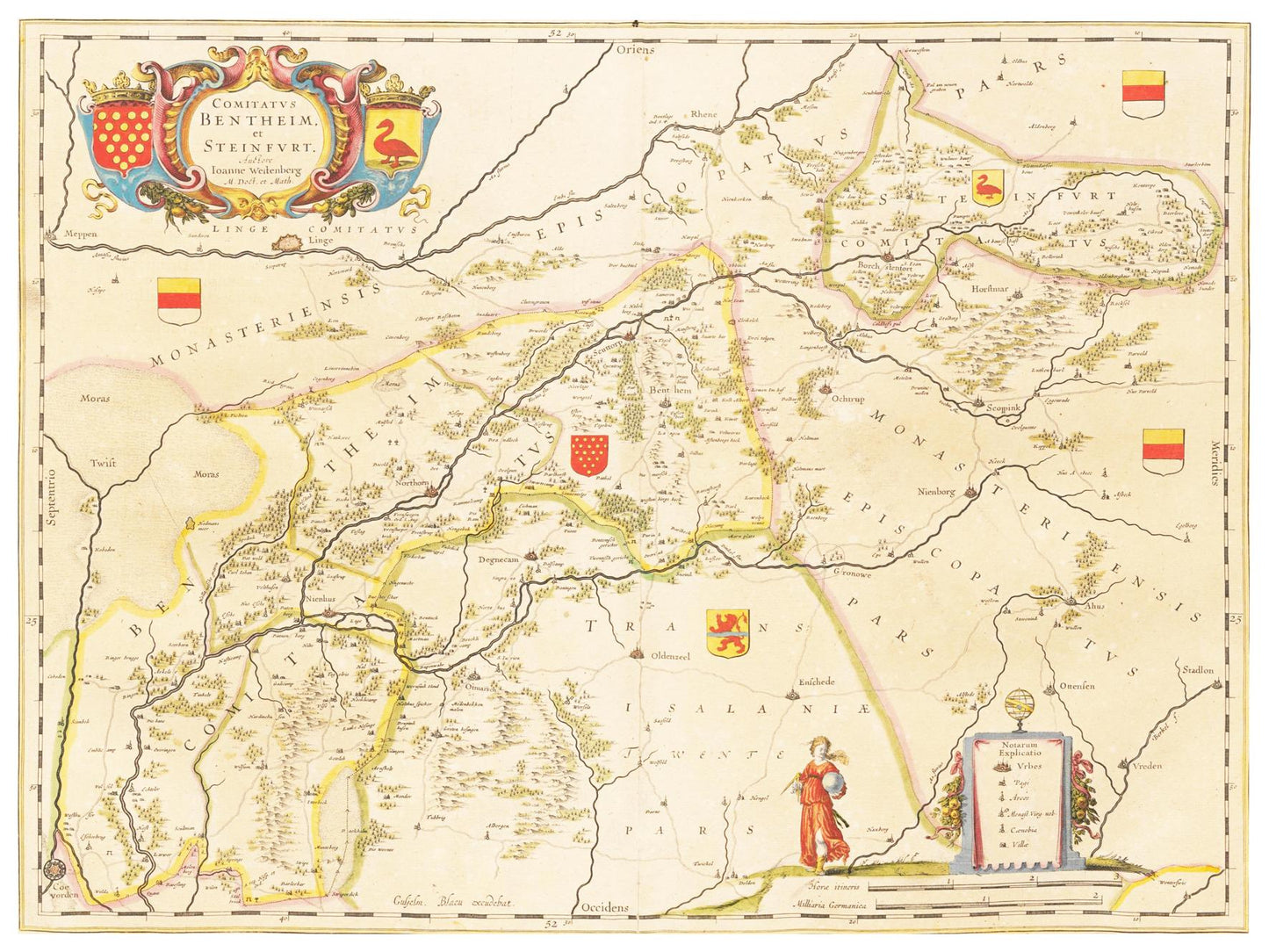 Historische Landkarte Grafschaft Bentheim um 1635