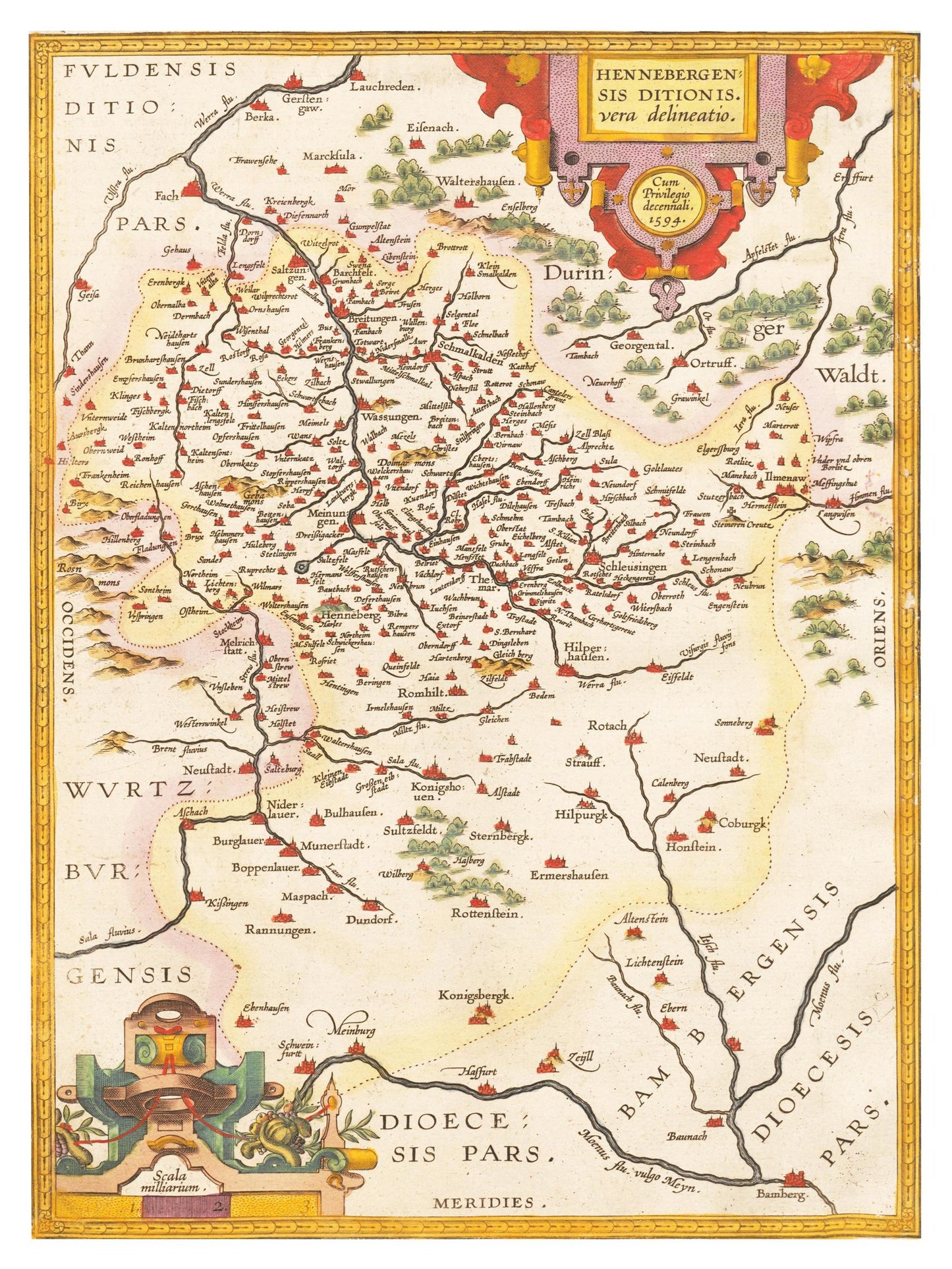 Historische Landkarte Henneberg um 1609