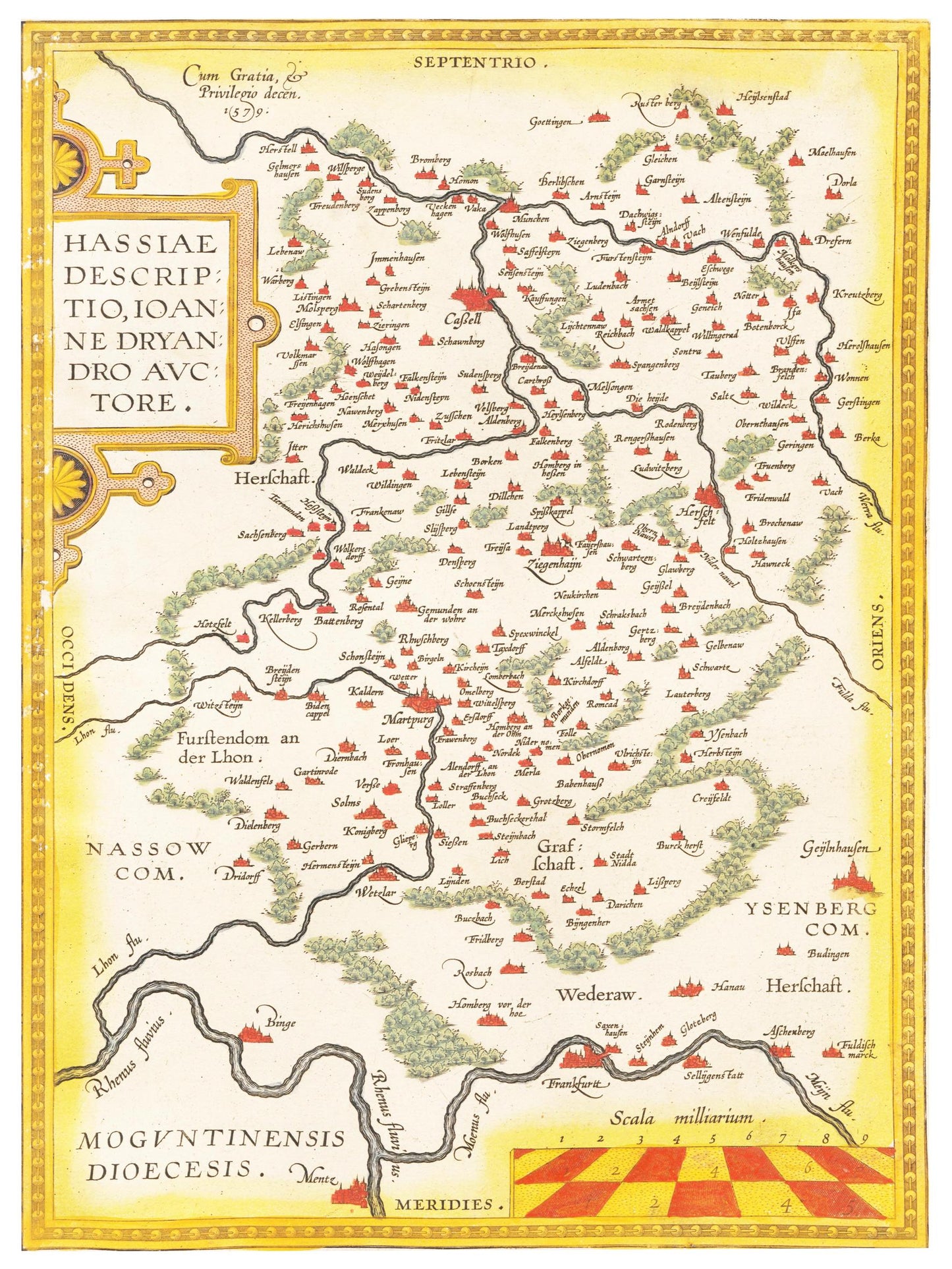 Historische Landkarte Hessen um 1609